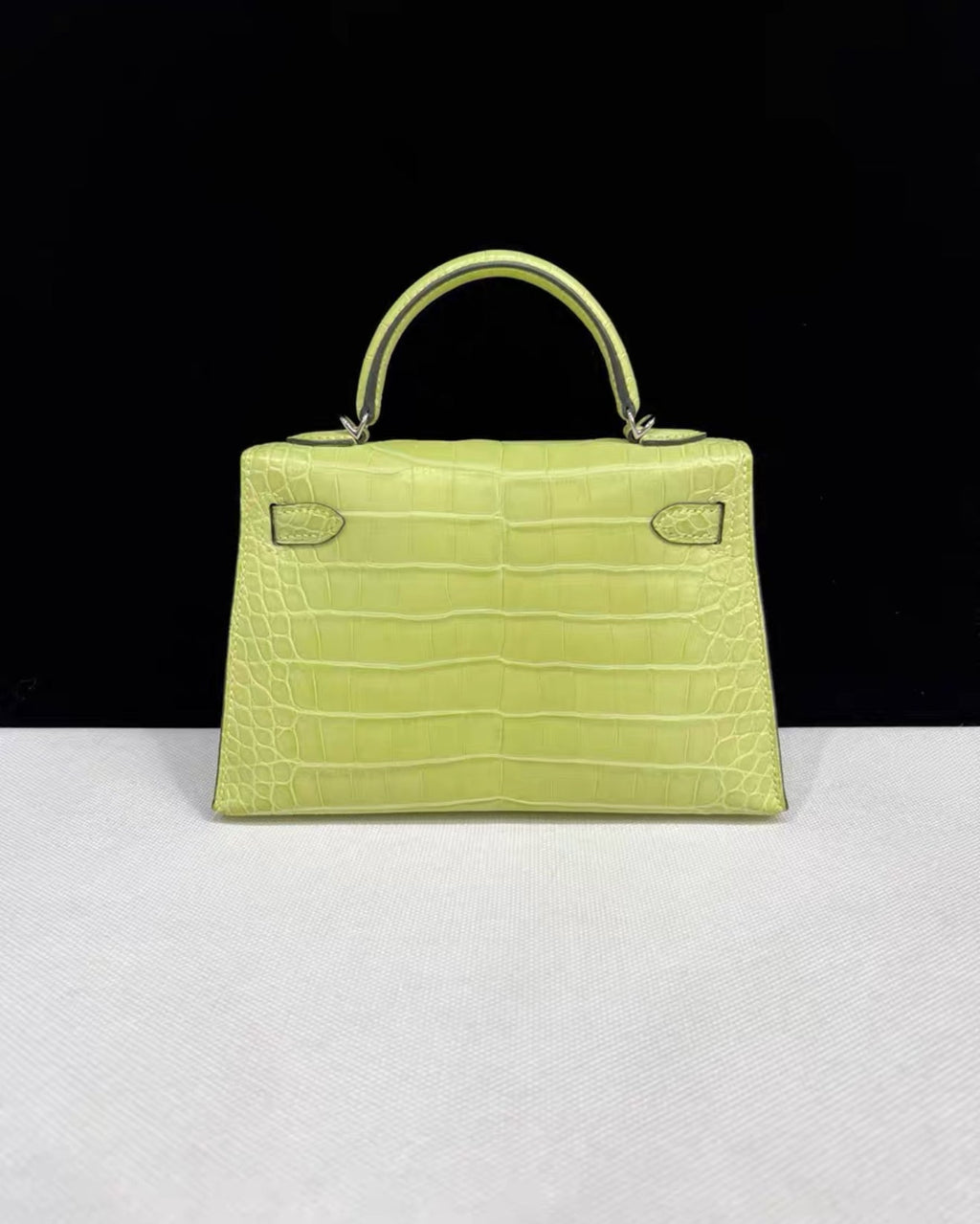 Hermès Mini Kelly Jaune Bourgeon Matte Crocodile Leather palladium Hardware