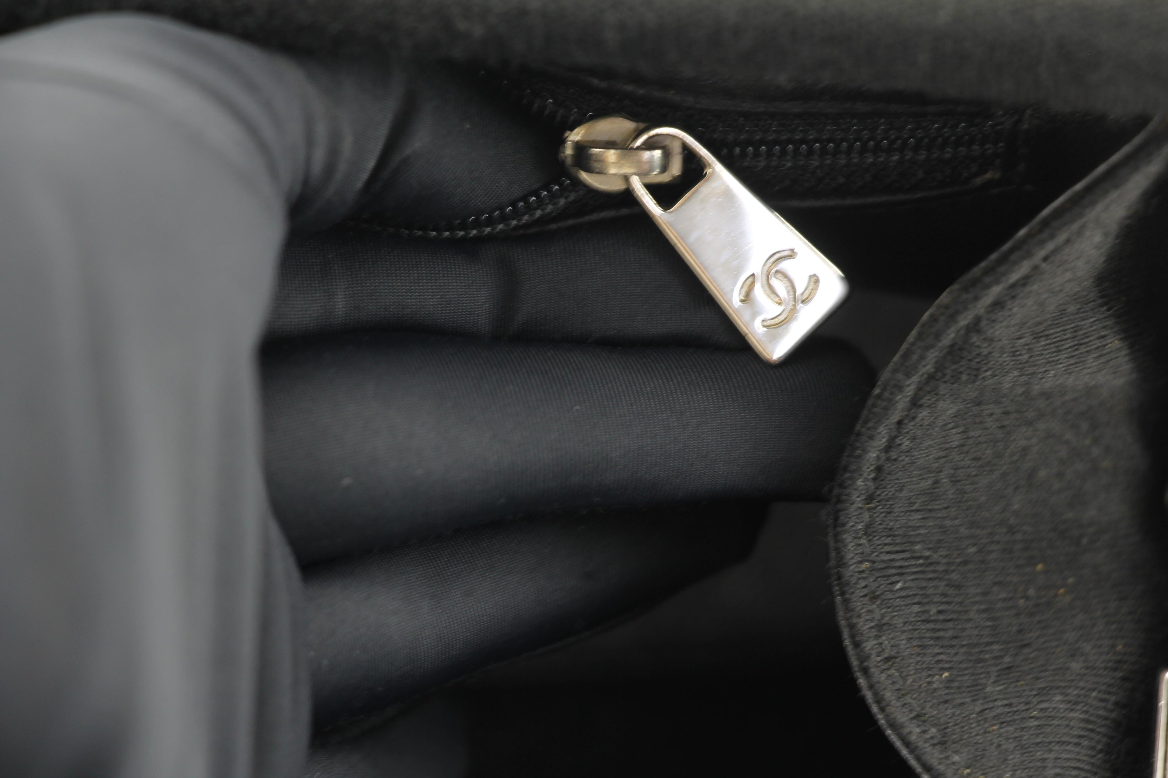 Chanel vintage black clutch with silver hardware handle