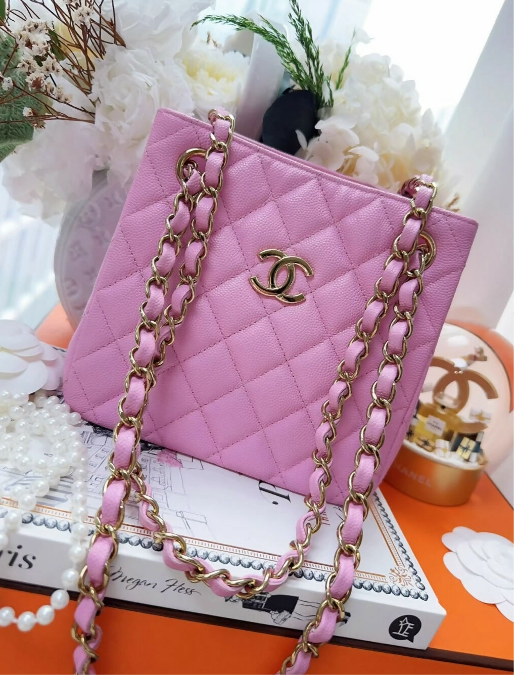 Chanel 23P pink mini tote chain bag