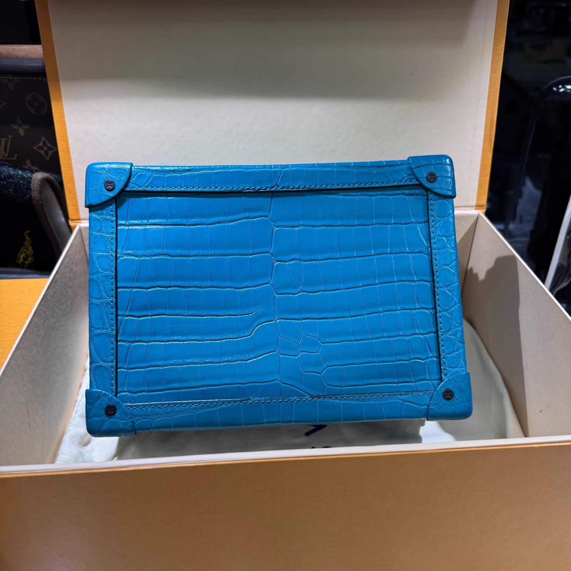 Louis Vuitton Blue Alligator Soft Trunk Mini bag