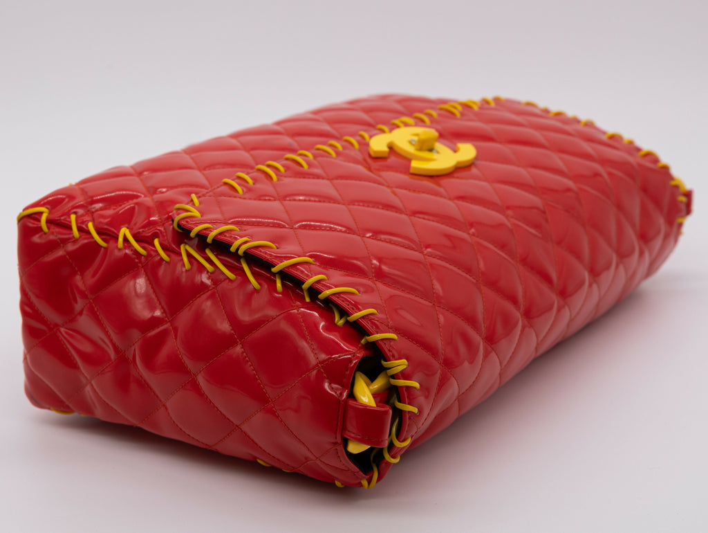 Chanel Vintage 1994 Fall/Winter Red Vinyl Maxi Flap Bag