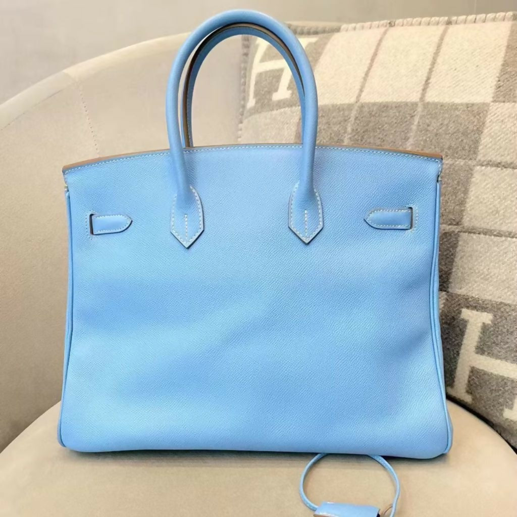 Hermes Birkin 35 7N Blue Celeste Epsom Leather Palladium Hardware