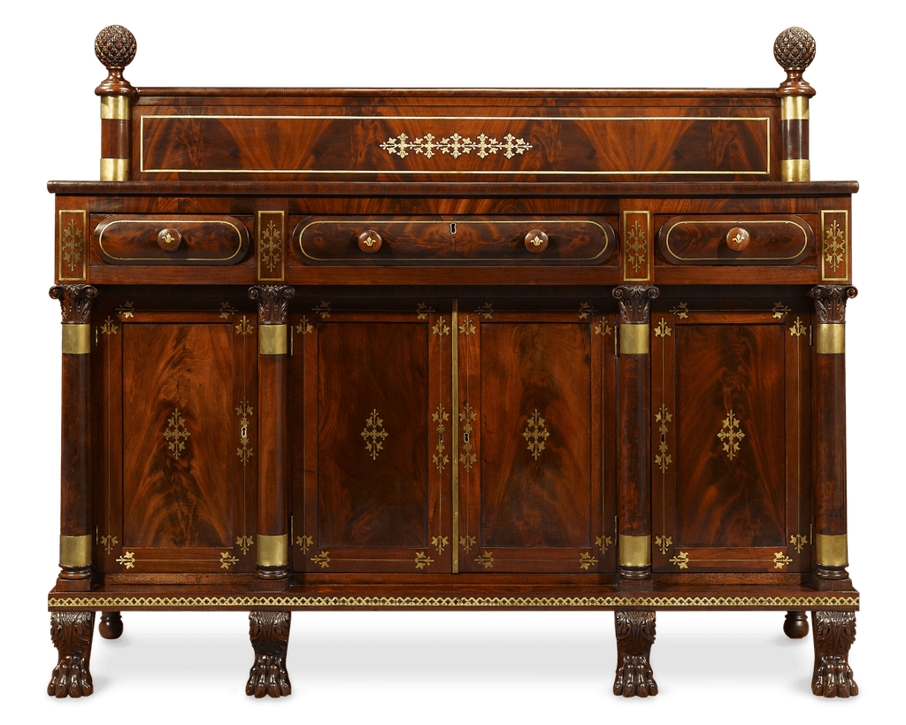 The magnificent set includes a stately and handsome American Federal sideboard