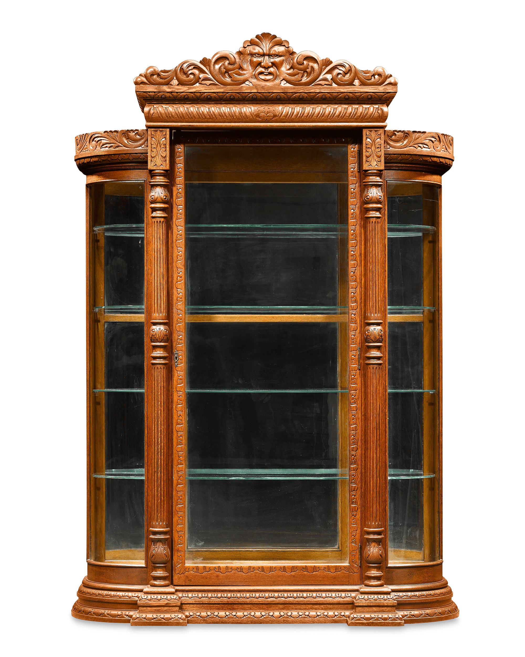 The china cabinet is exceptional in both size and decoration