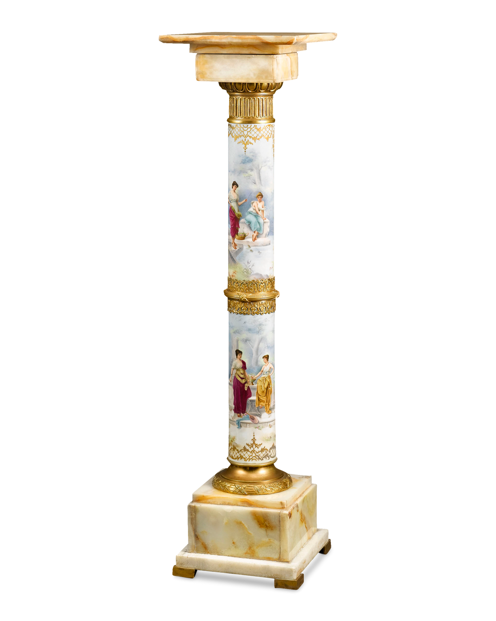 Creamy white onyx form the capital and base