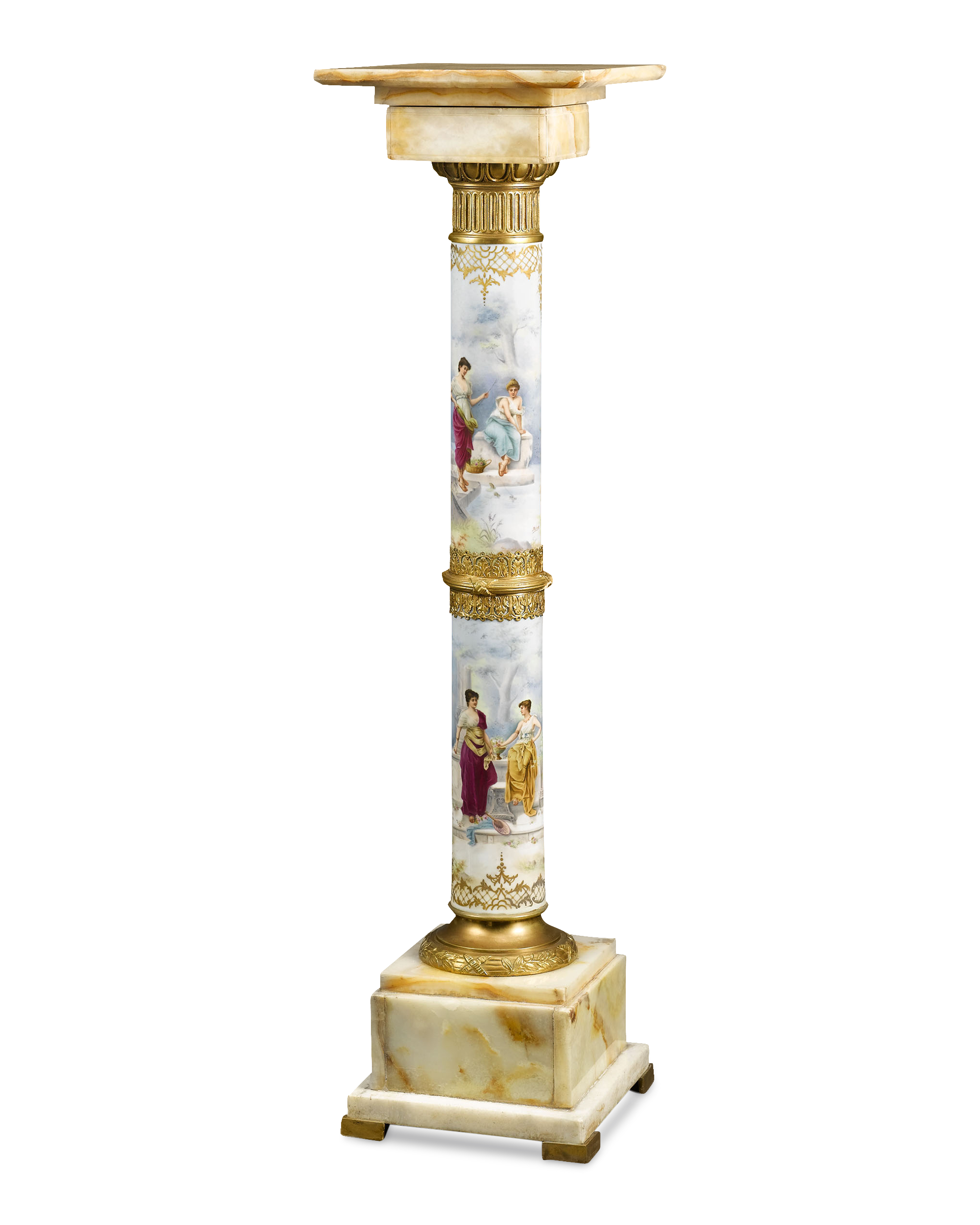 Creamy white onyx form the capital and base