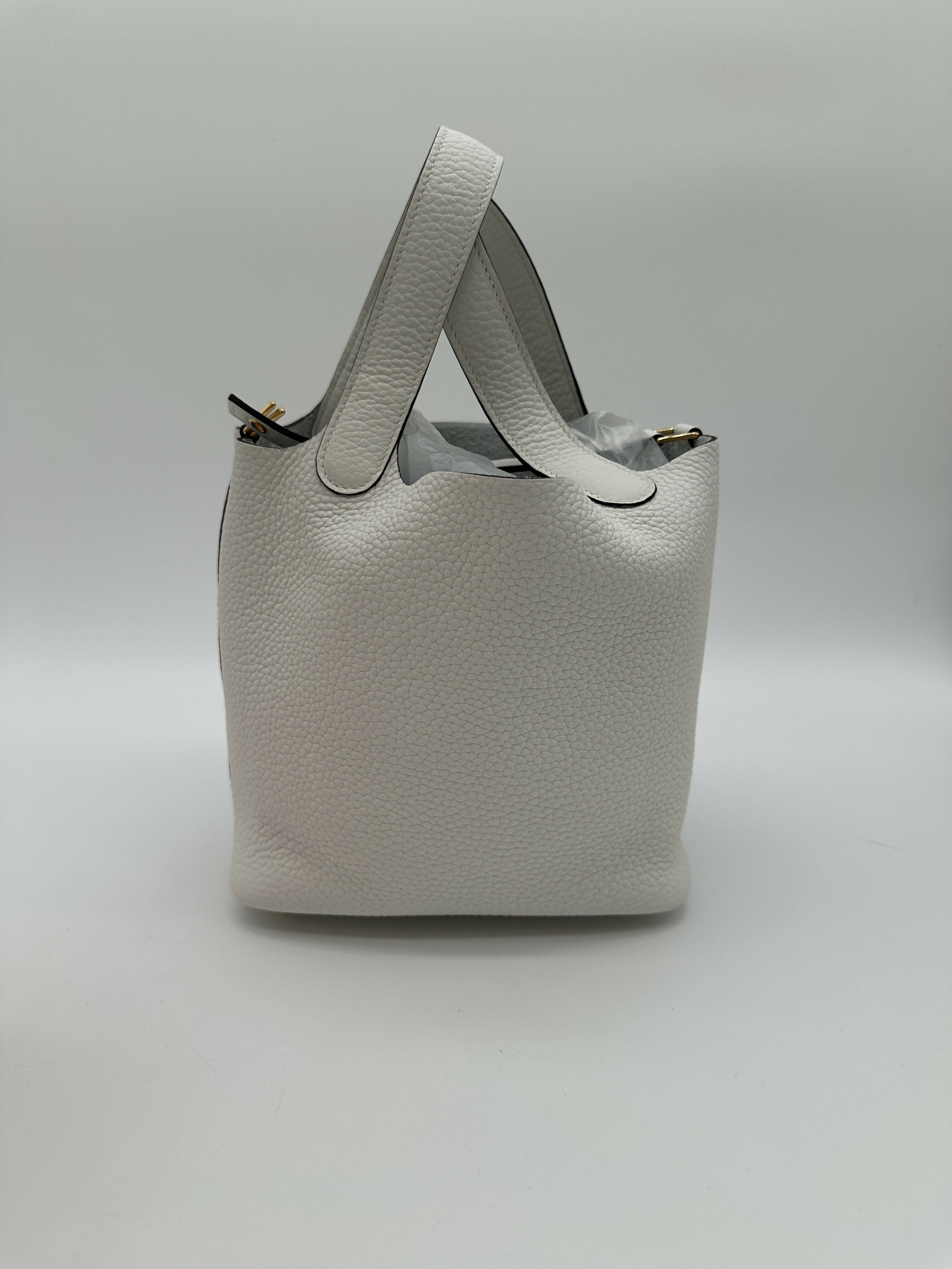 Hermes Picotin 18 New White GHW Stamp W