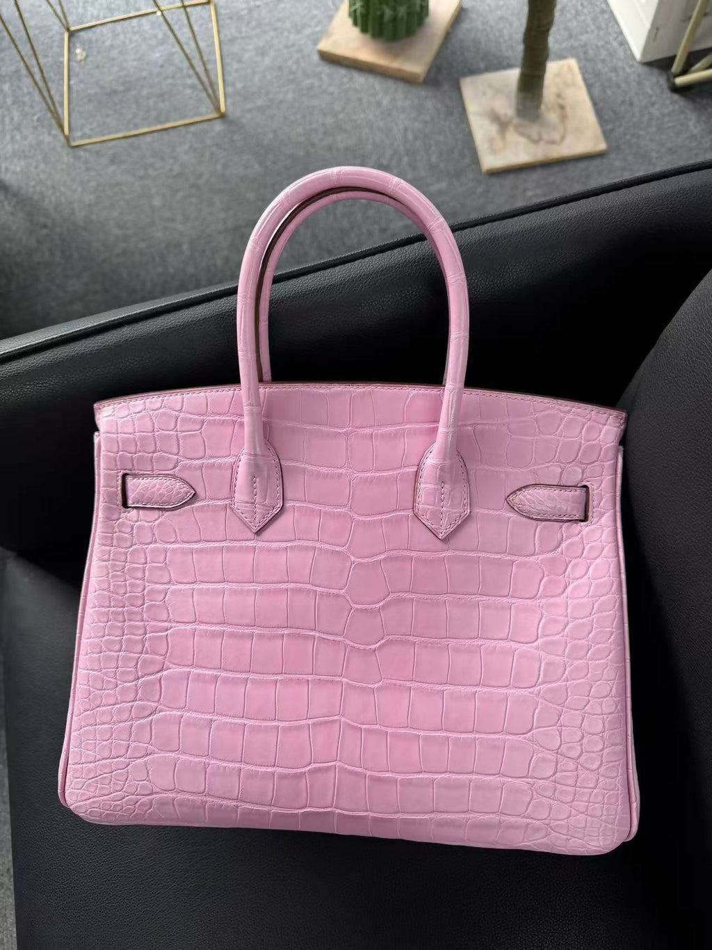 Hermès Birkin 30 Bubblegum Matte Porosus Crocodile with palladium hardware