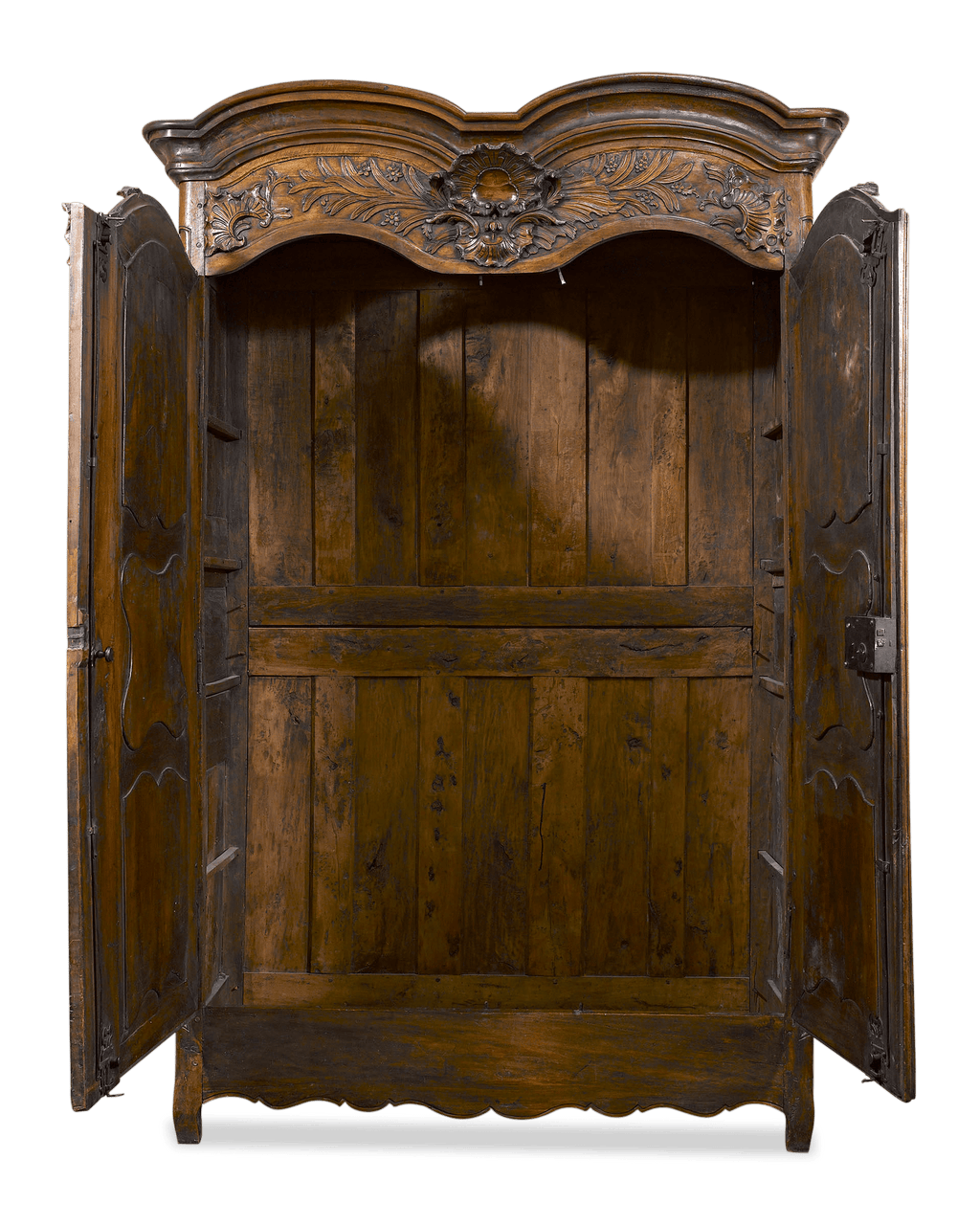 The double doors open to reveal ample storage