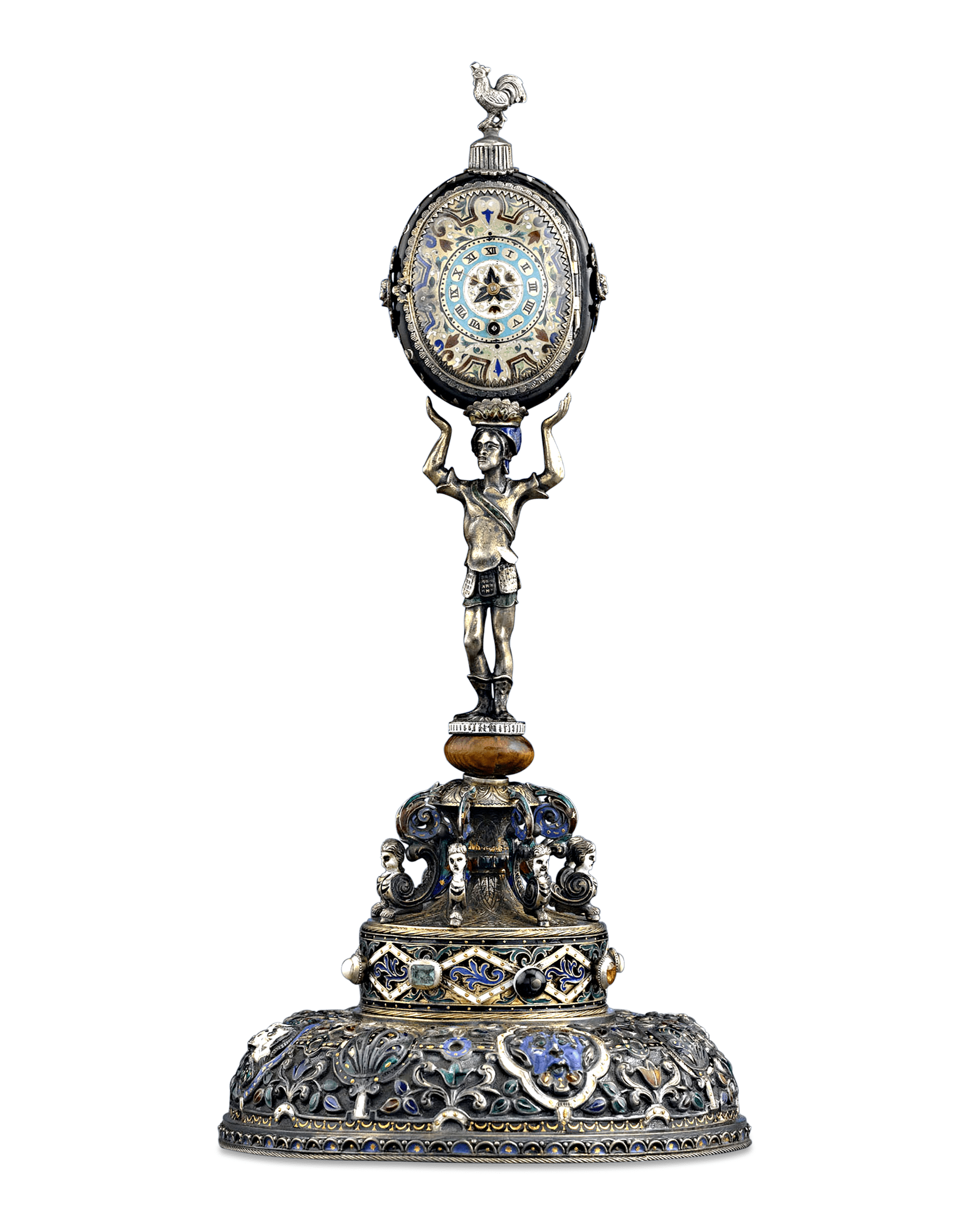 Viennese Enamel Soldier Clock