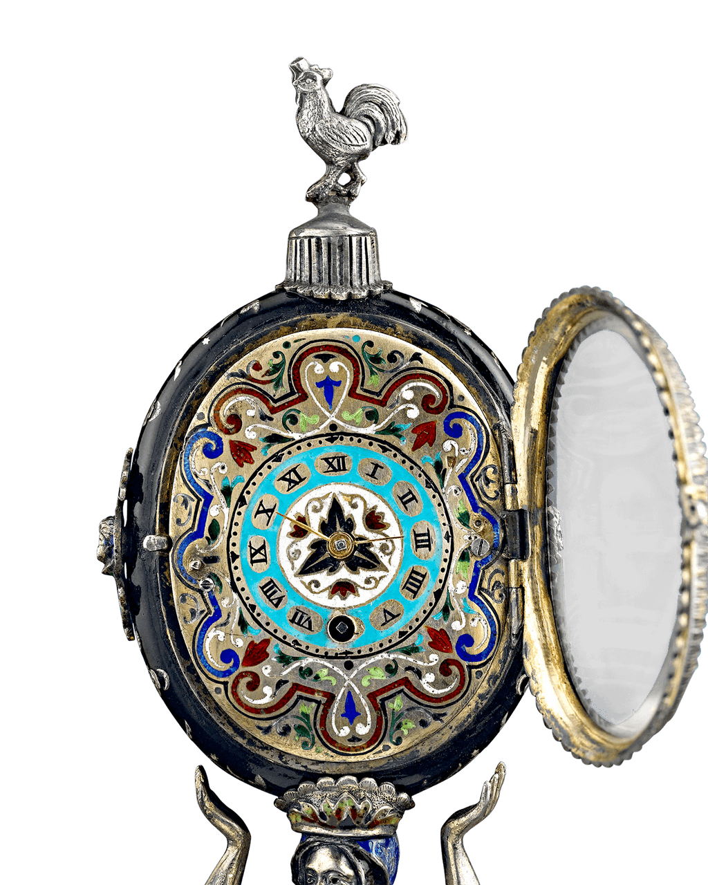 Viennese Enamel Soldier Clock