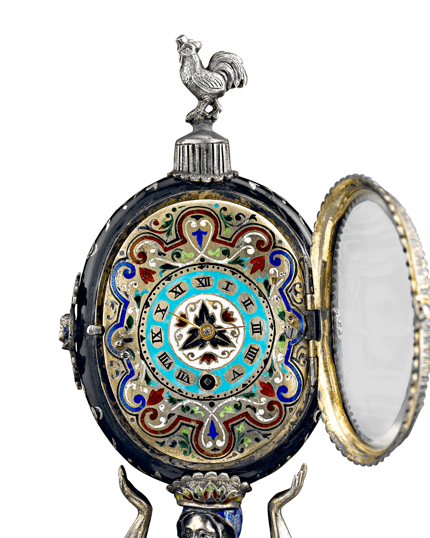 Viennese Enamel Soldier Clock