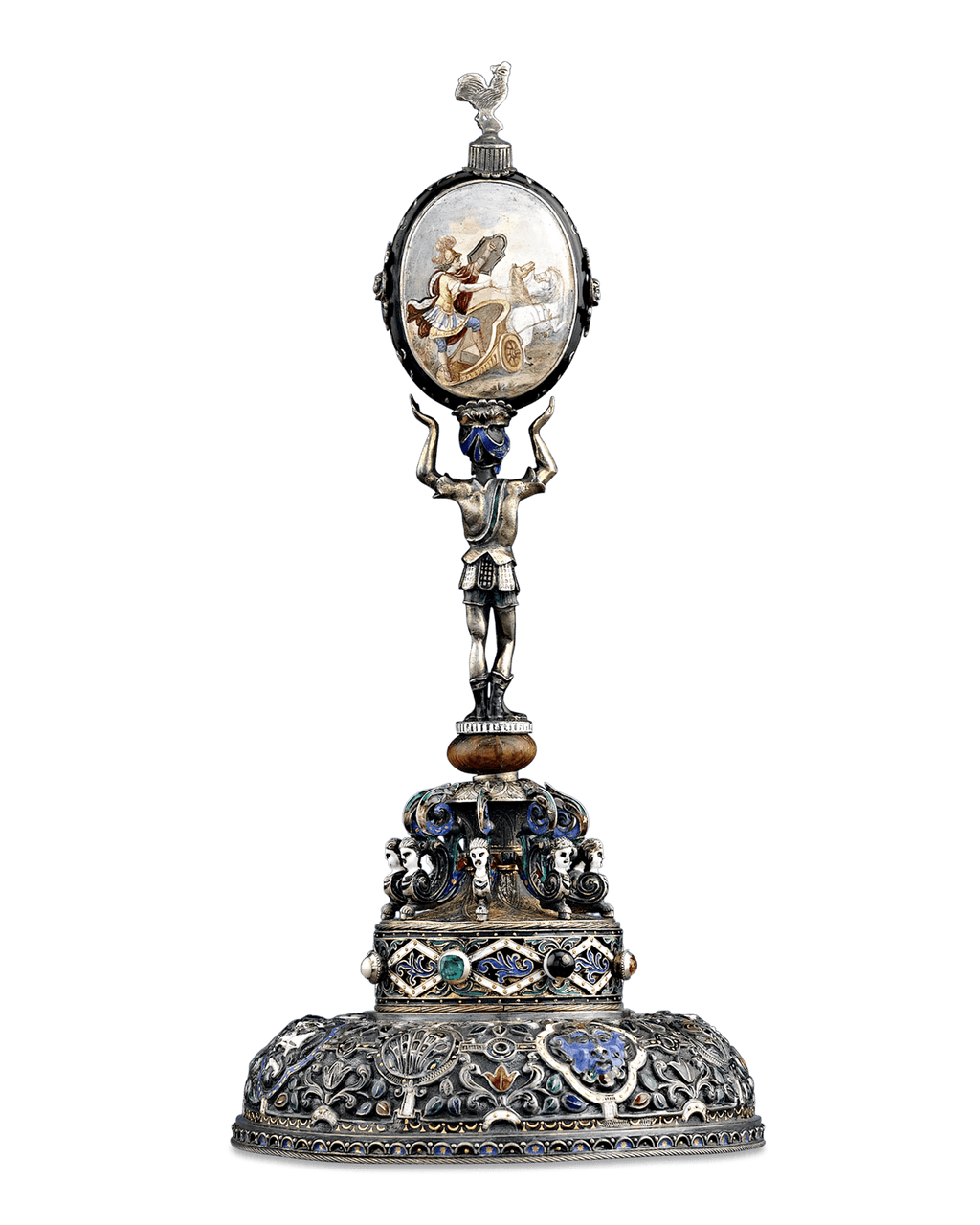 Viennese Enamel Soldier Clock