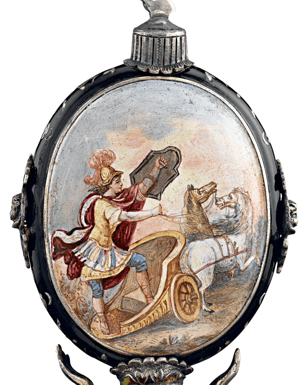 Viennese Enamel Soldier Clock