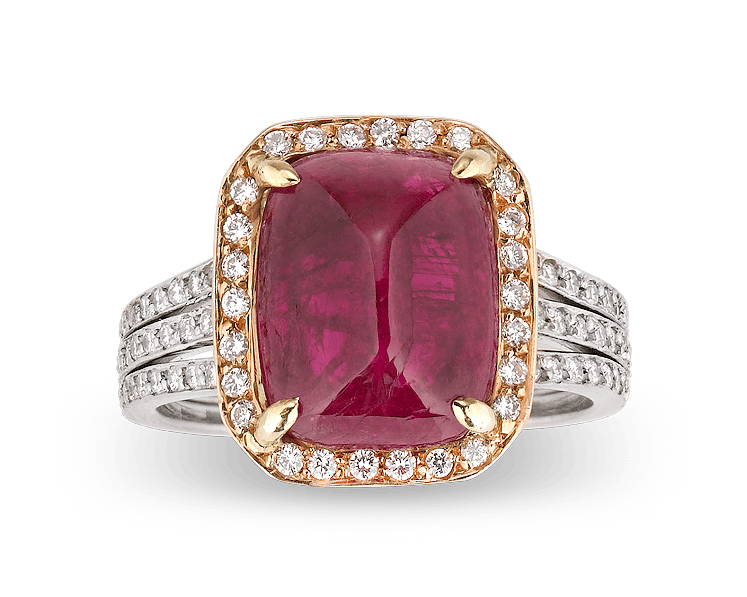 Untreated Burma Cabochon Ruby Ring, 6.31 Carats