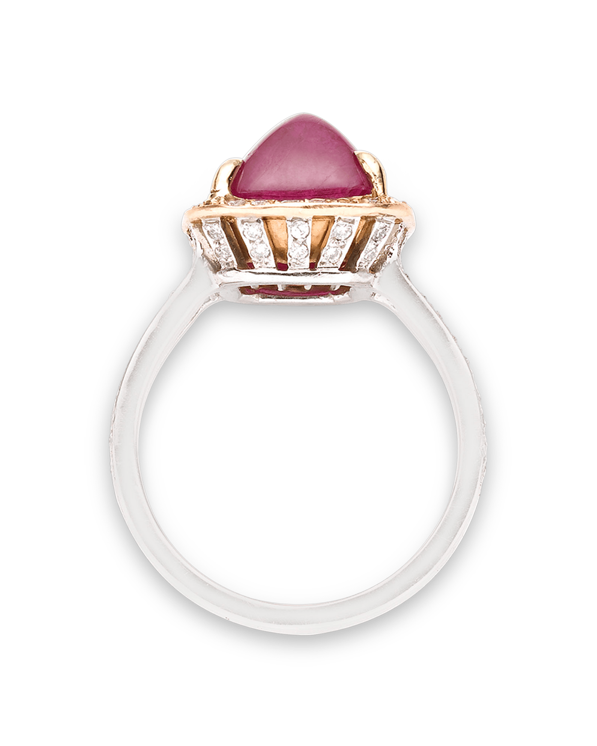 Untreated Burma Cabochon Ruby Ring, 6.31 Carats