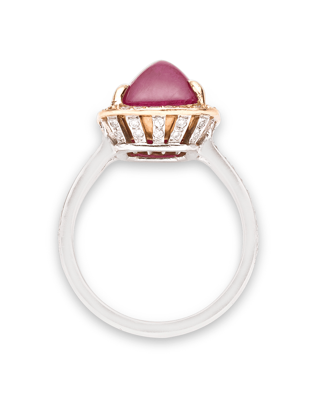 Untreated Burma Cabochon Ruby Ring, 6.31 Carats