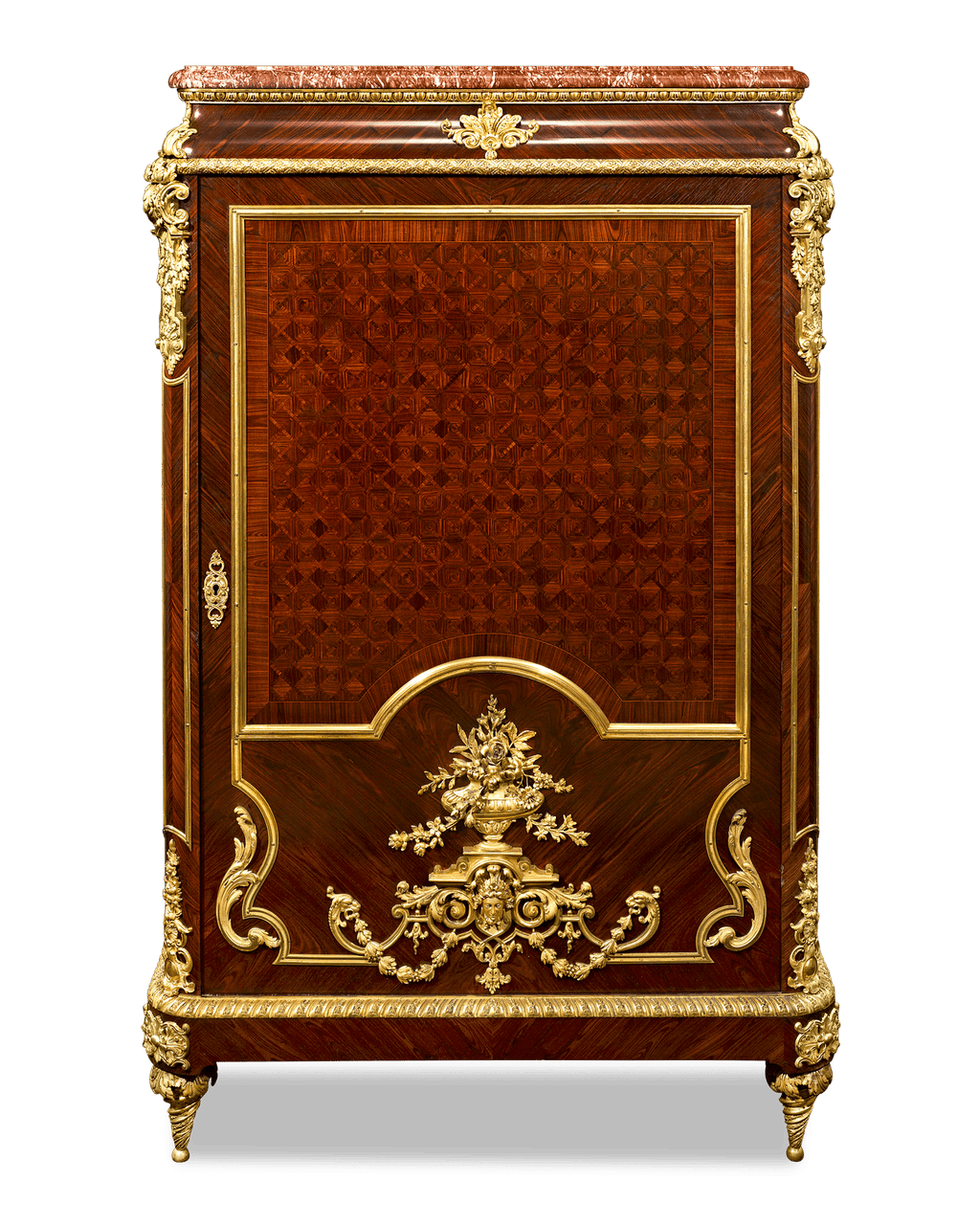 The craftsmanship displayed in this cabinet is similar to that of François Linke