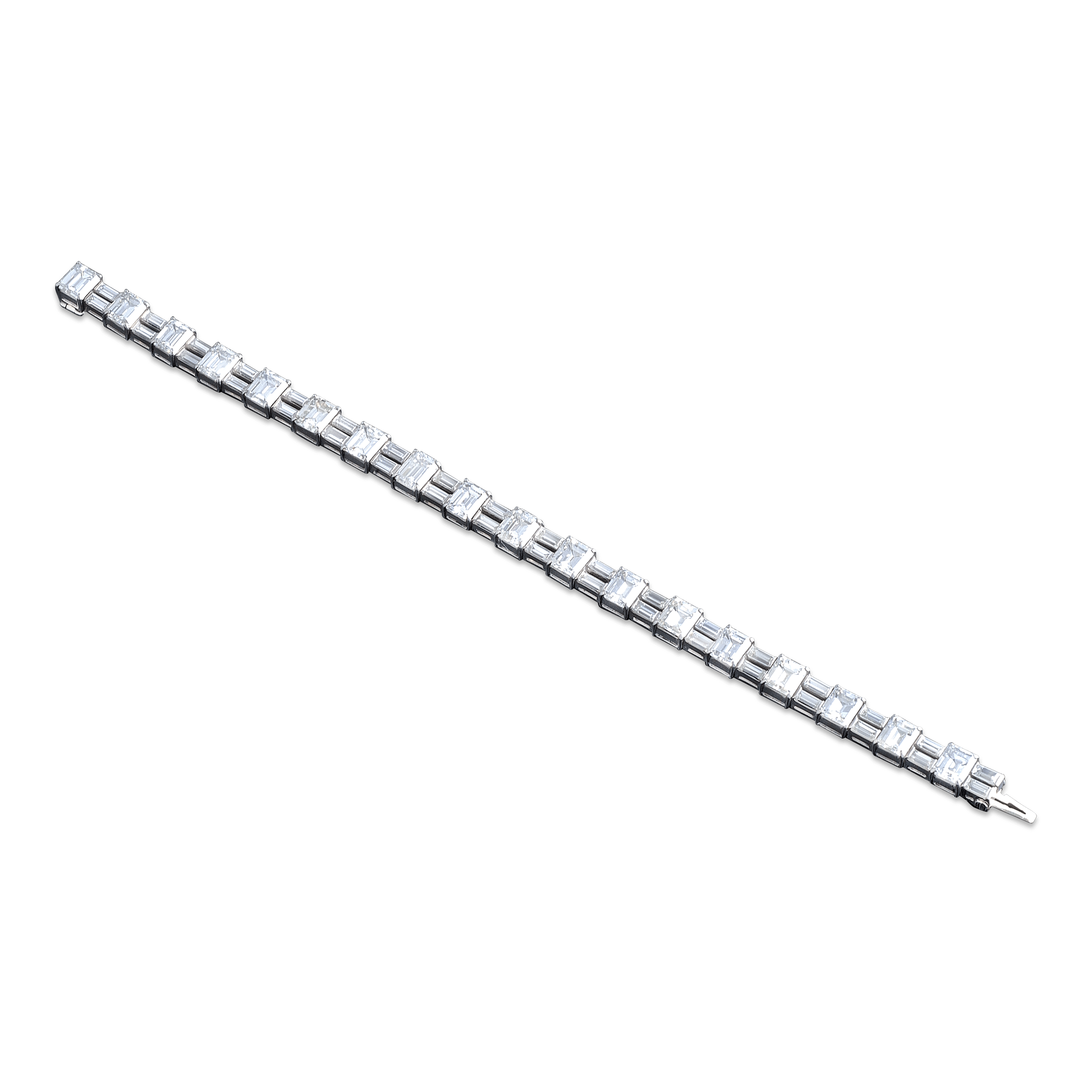 Emerald & Baguette Diamond Bracelet, 25.00 Carats