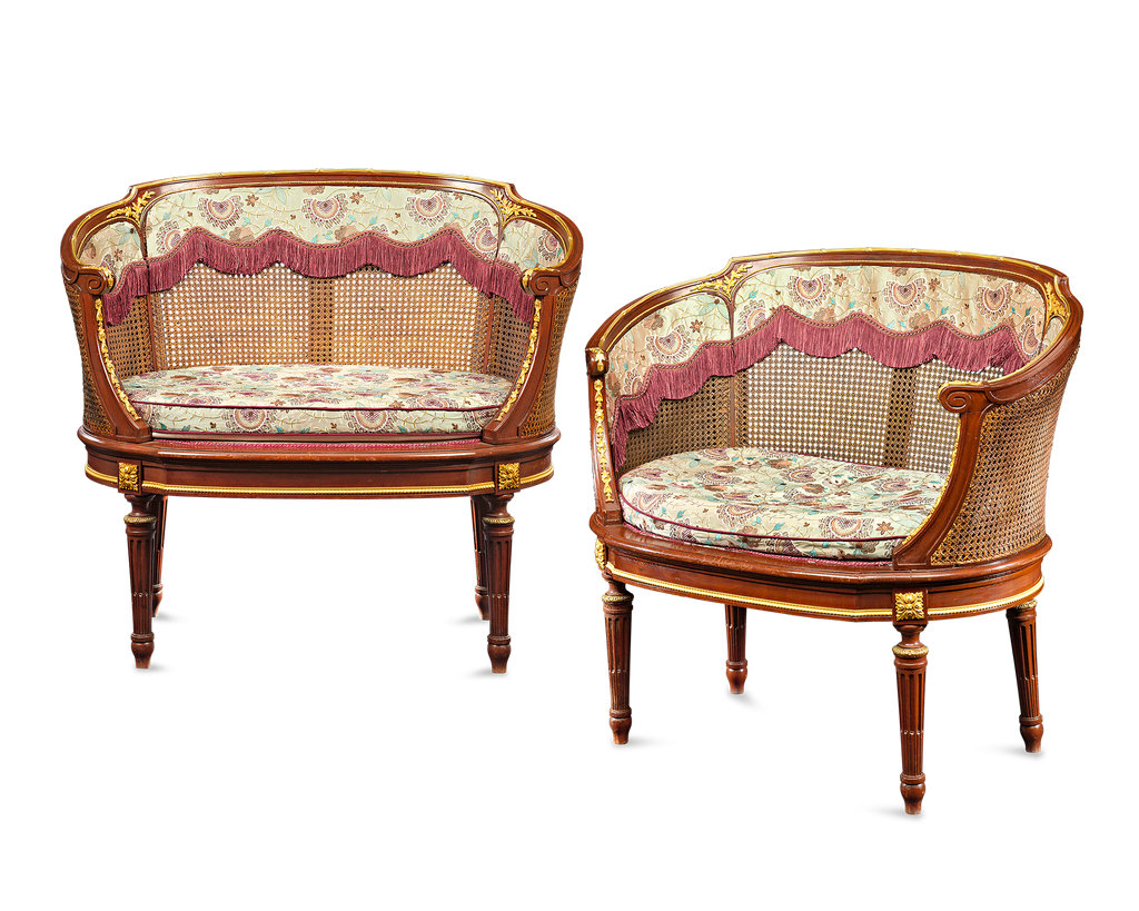 Louis XVI-Style French Caned Settees