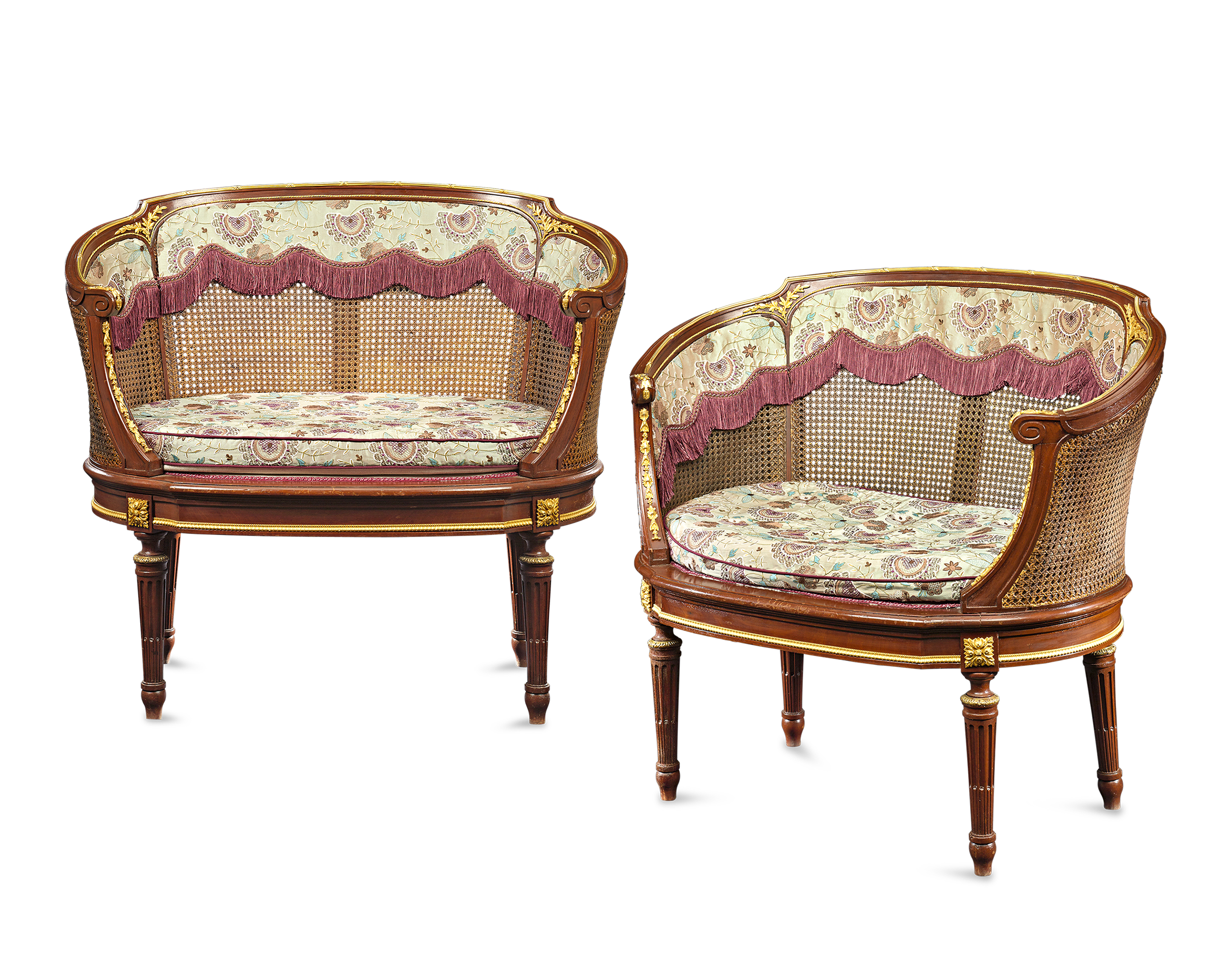 Louis XVI-Style French Caned Settees