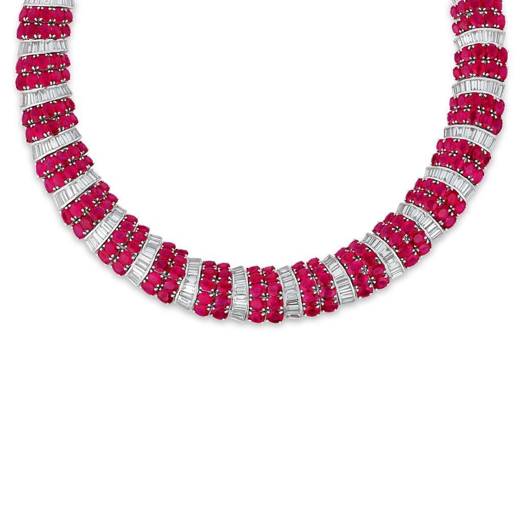 Burma Ruby and Diamond Necklace