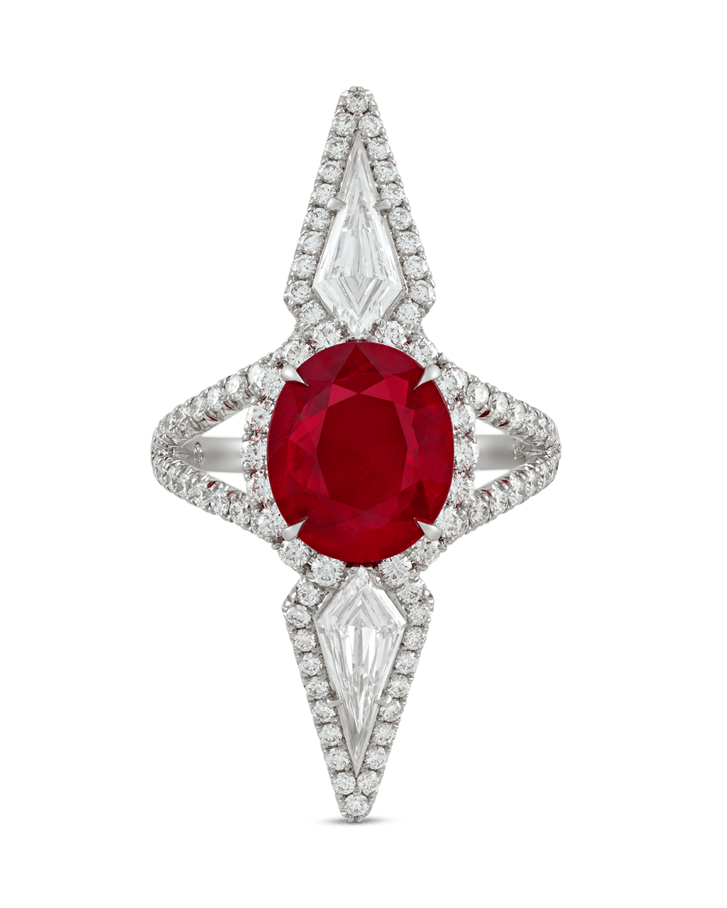 Burma Pigeon-Blood Ruby and Diamond Ring, 3.16 Carats