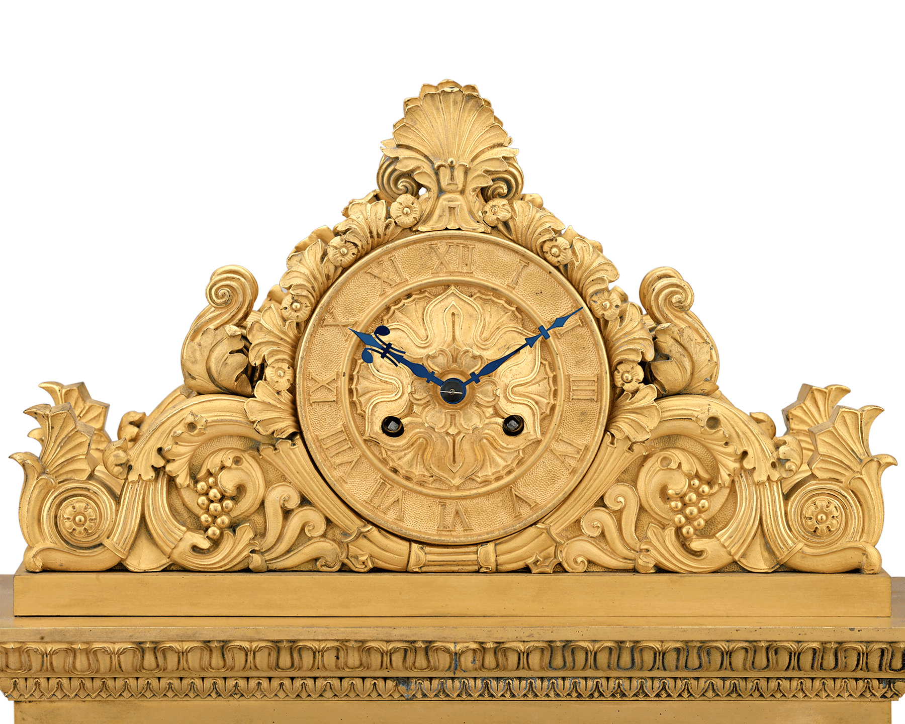 French Restoration Bronze and Porcelain Mantel Clock