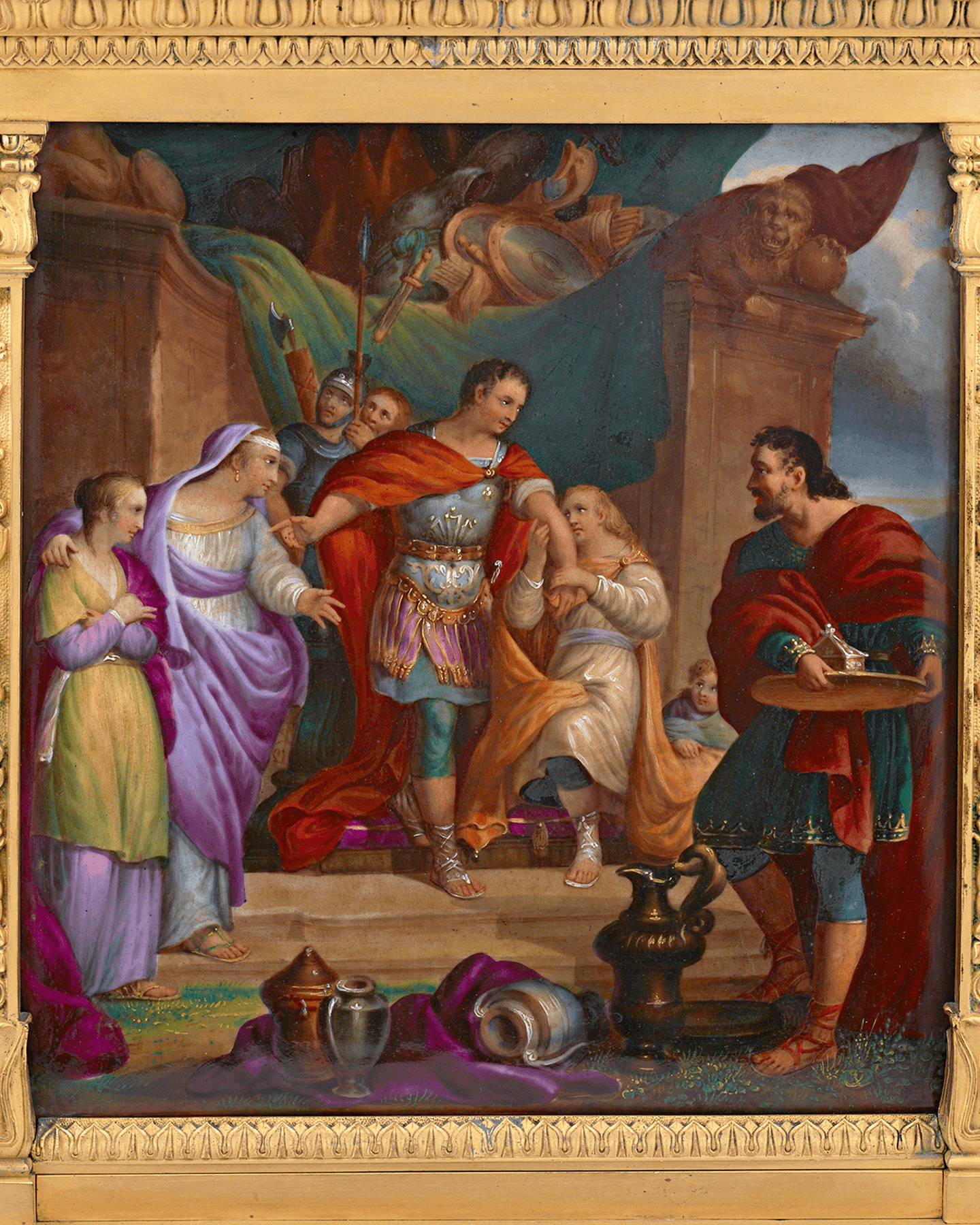 French Restoration Bronze and Porcelain Mantel Clock