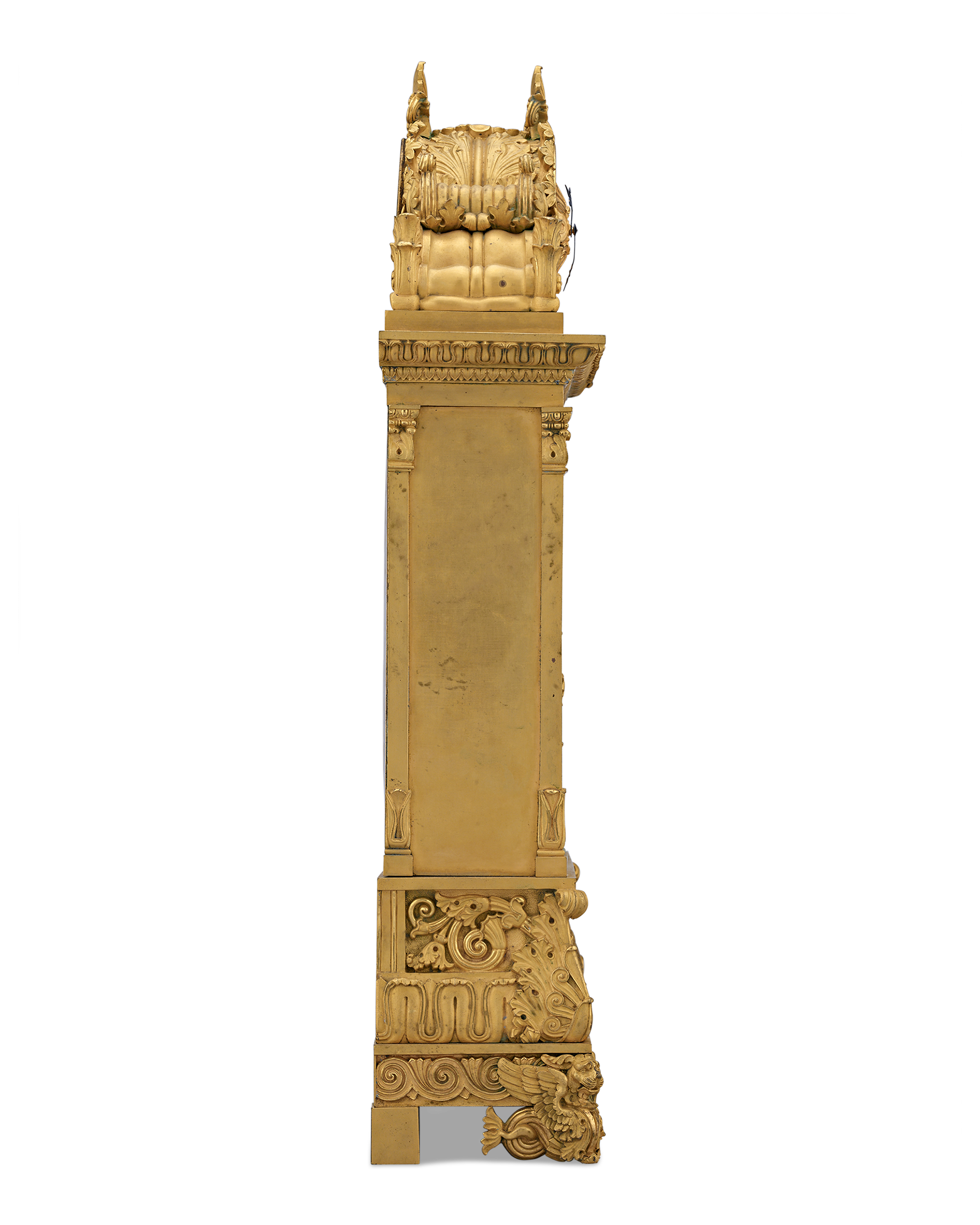 French Restoration Bronze and Porcelain Mantel Clock