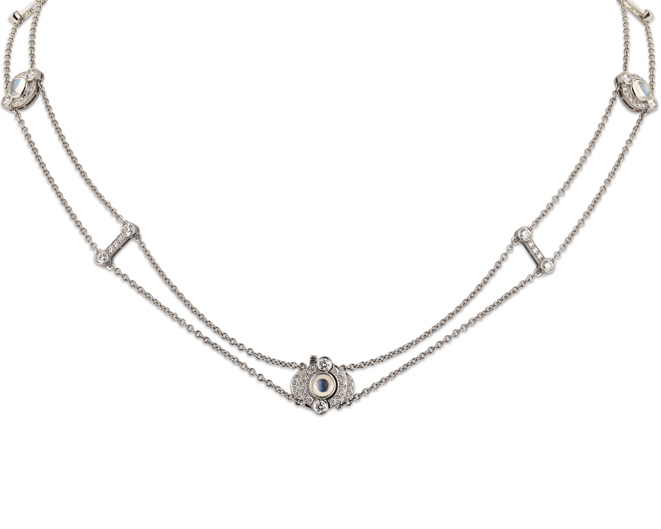 Tiffany & Co. Moonstone and Diamond Double-Strand Necklace