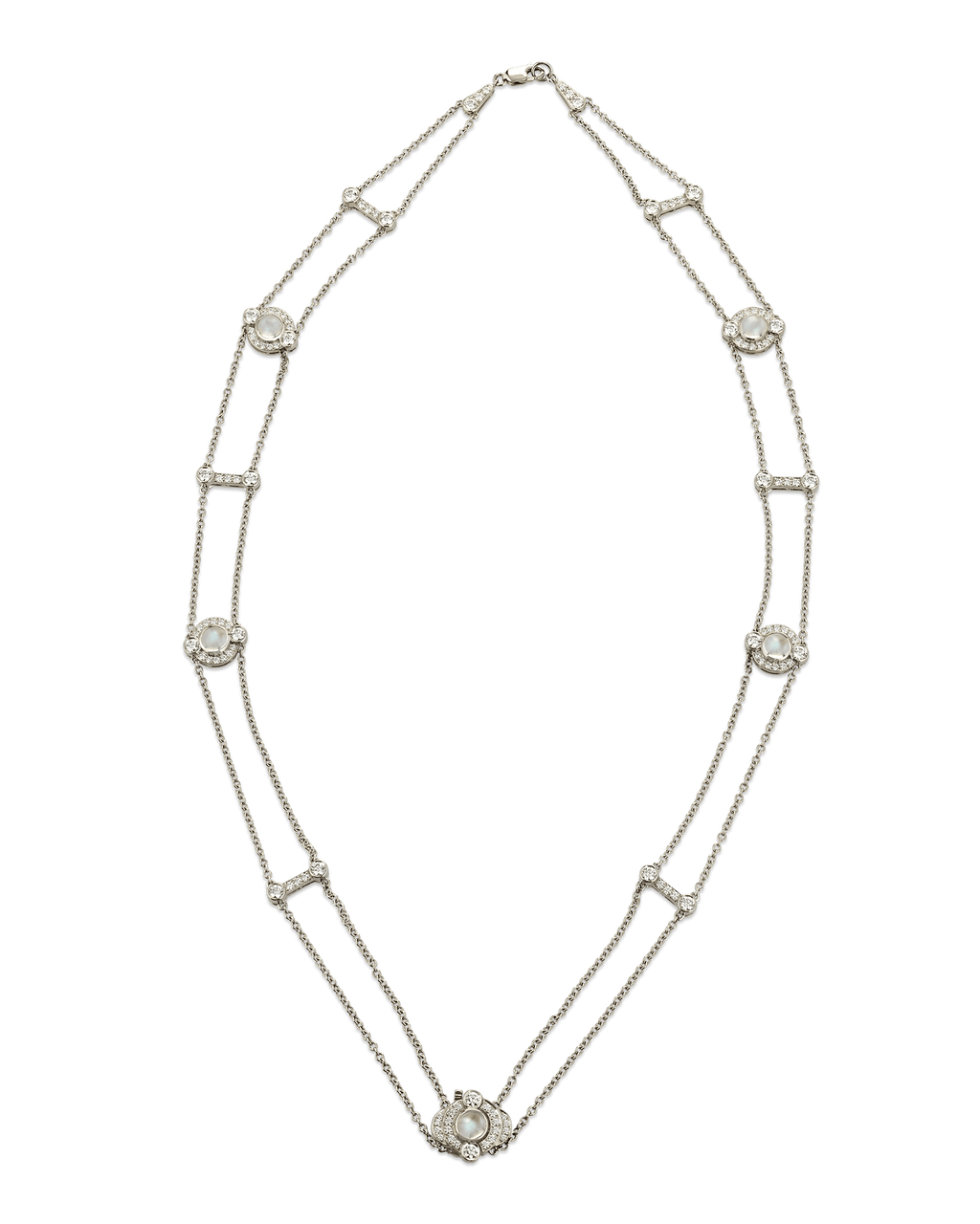 Tiffany & Co. Moonstone and Diamond Double-Strand Necklace