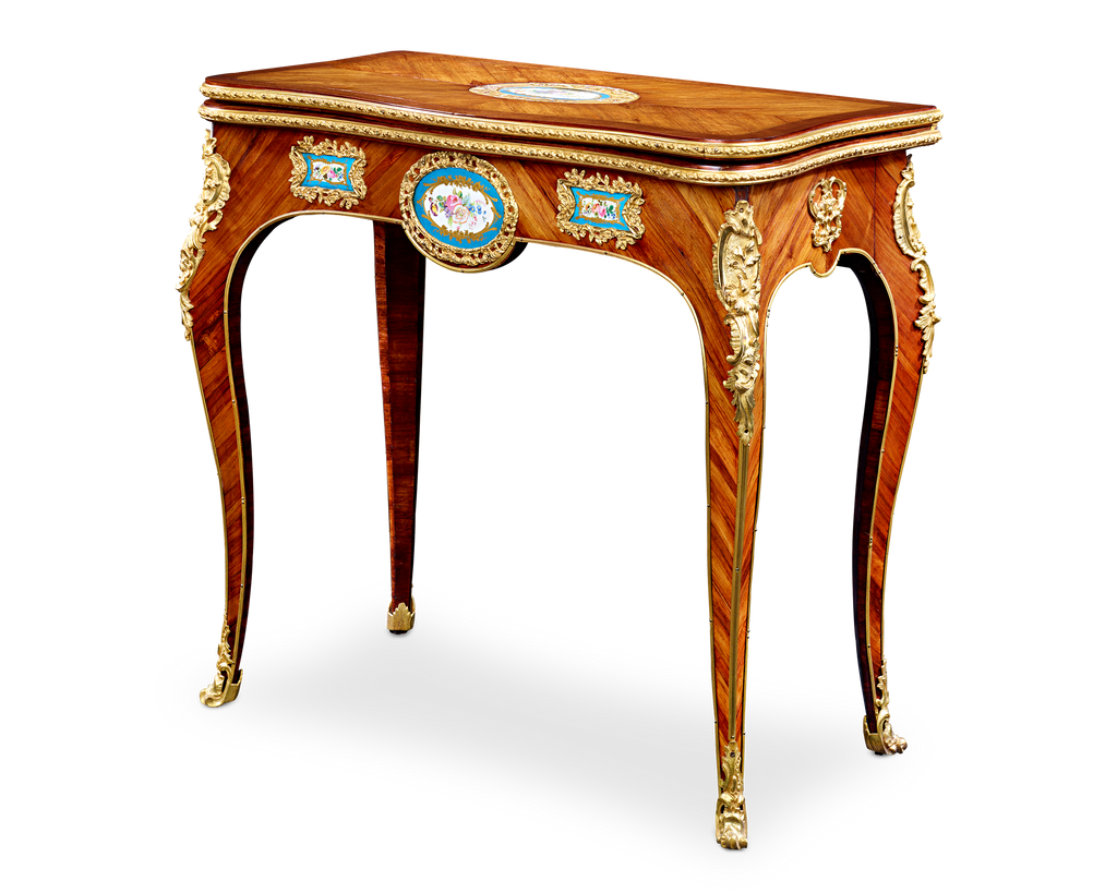 Louis XV-Style Porcelain-Mounted Card Table