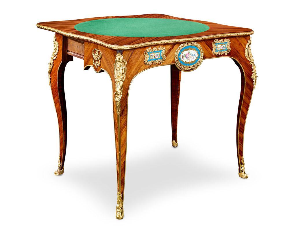 Louis XV-Style Porcelain-Mounted Card Table