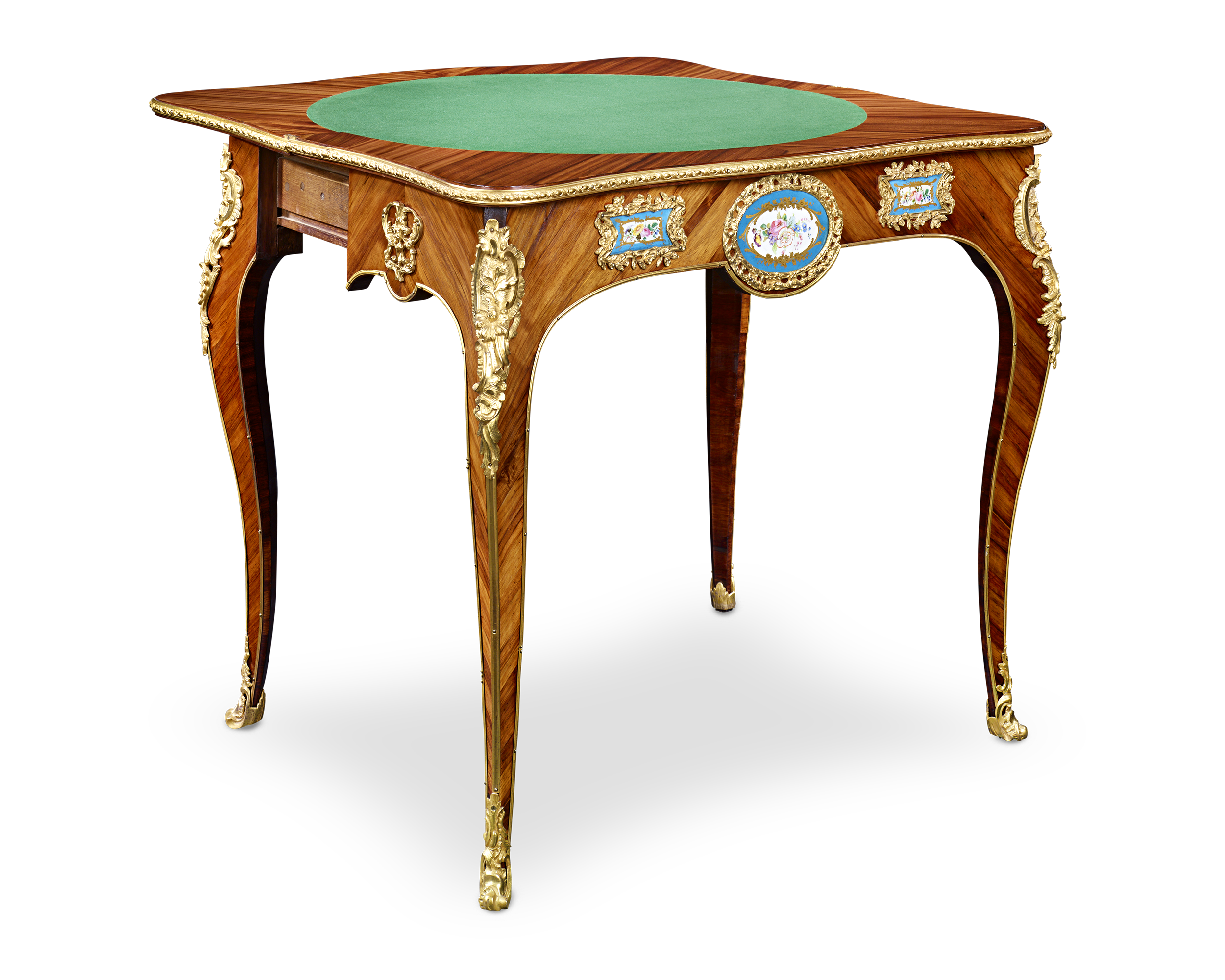 Louis XV-Style Porcelain-Mounted Card Table