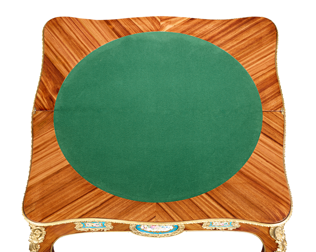 Louis XV-Style Porcelain-Mounted Card Table
