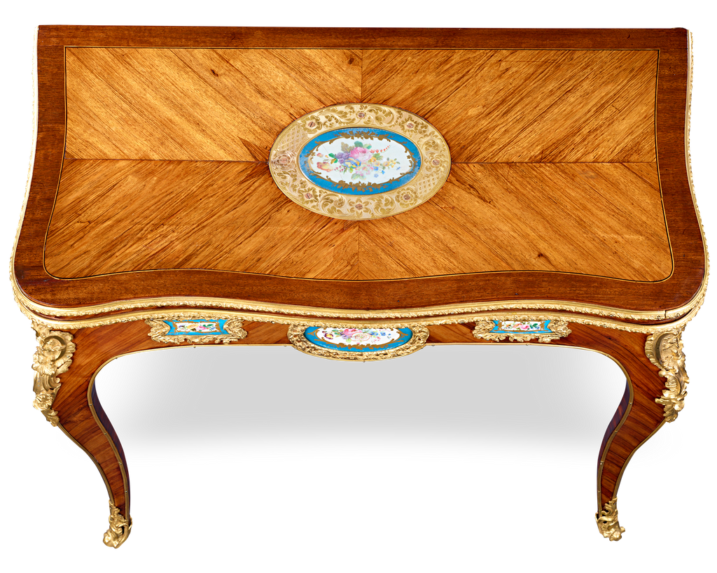 Louis XV-Style Porcelain-Mounted Card Table