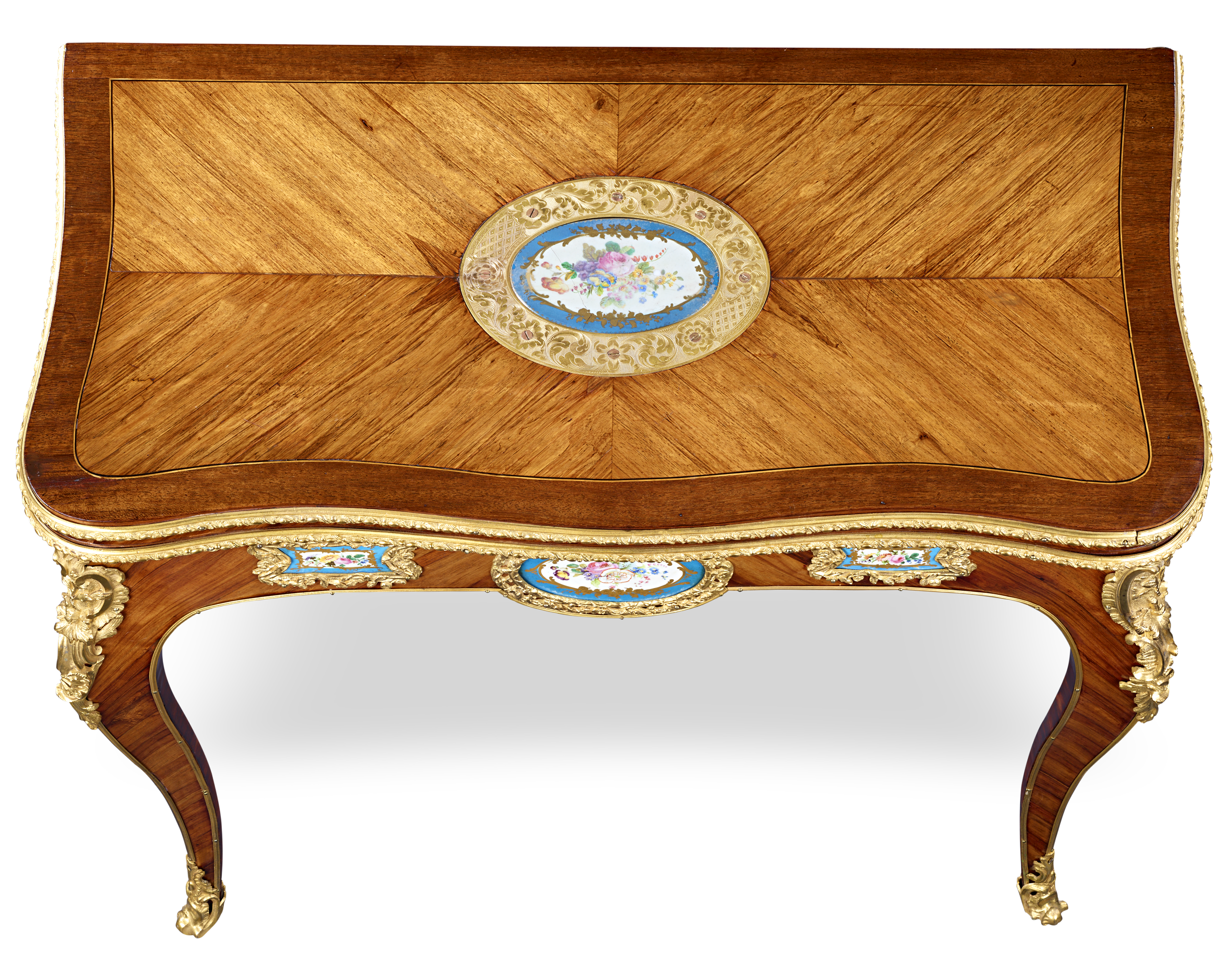 Louis XV-Style Porcelain-Mounted Card Table