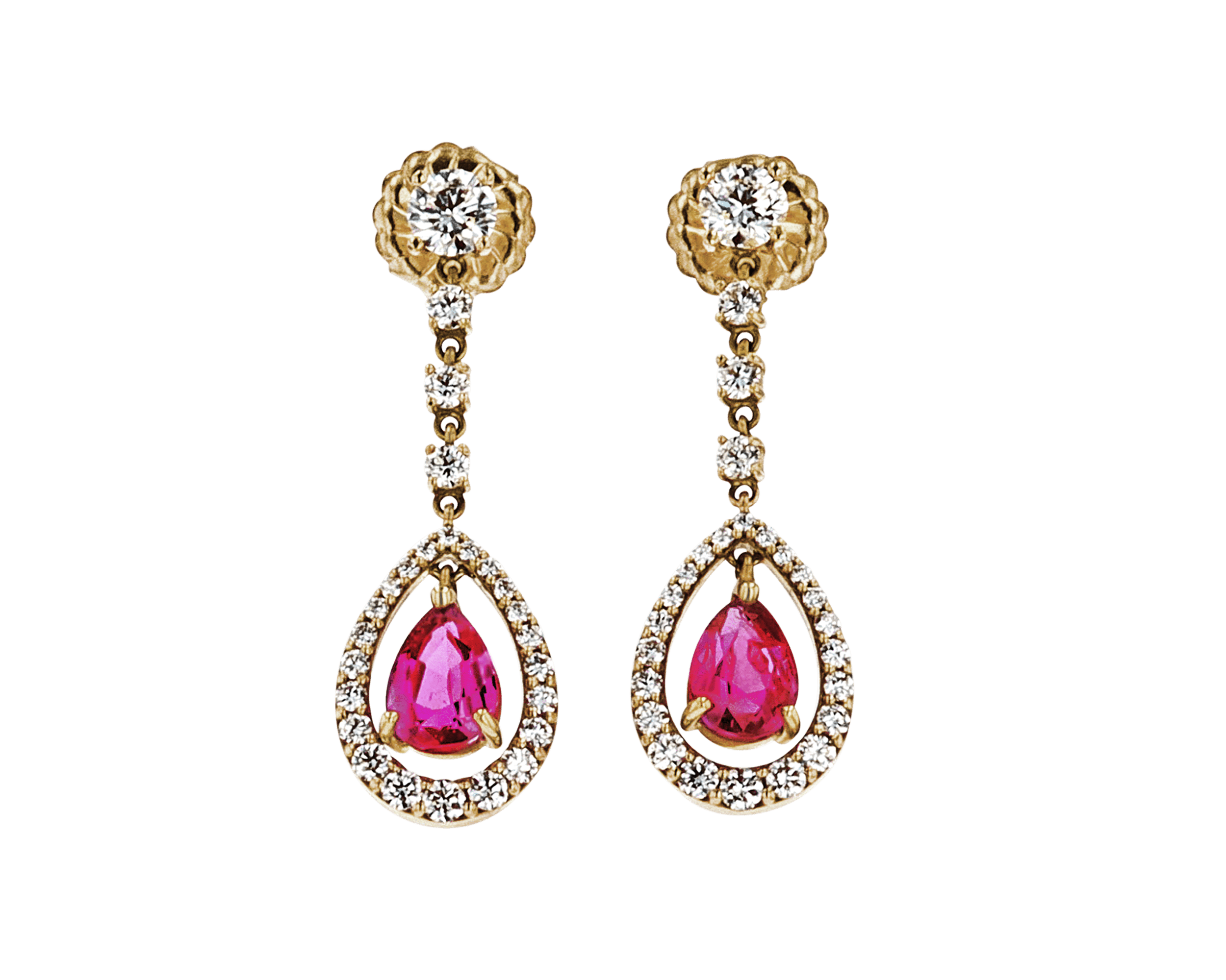 Untreated Burma Ruby Earrings, 1.74 Carats