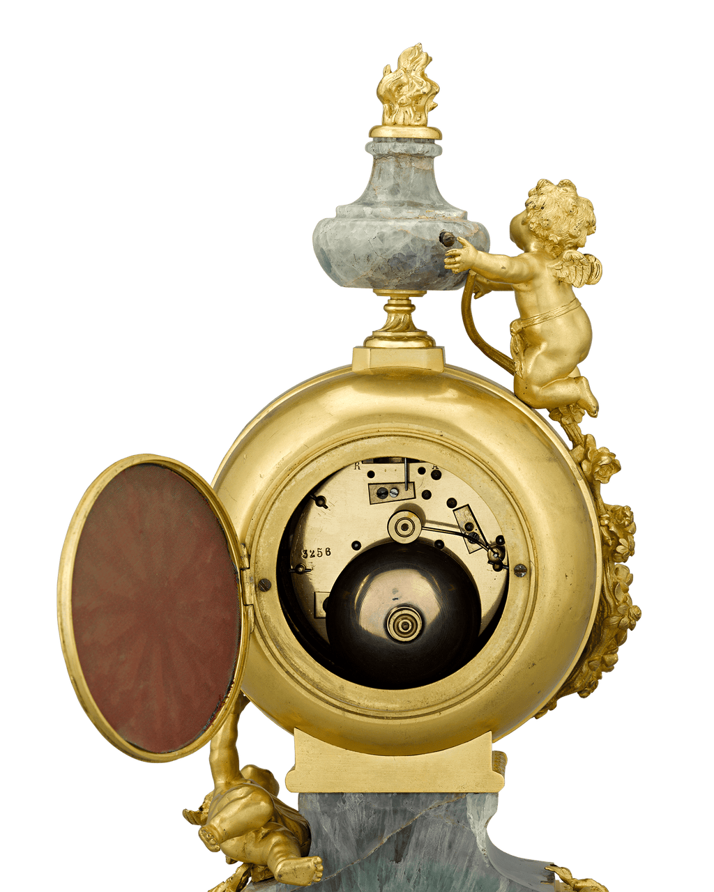 French Fluorspar and Ormolu Clock Garniture
