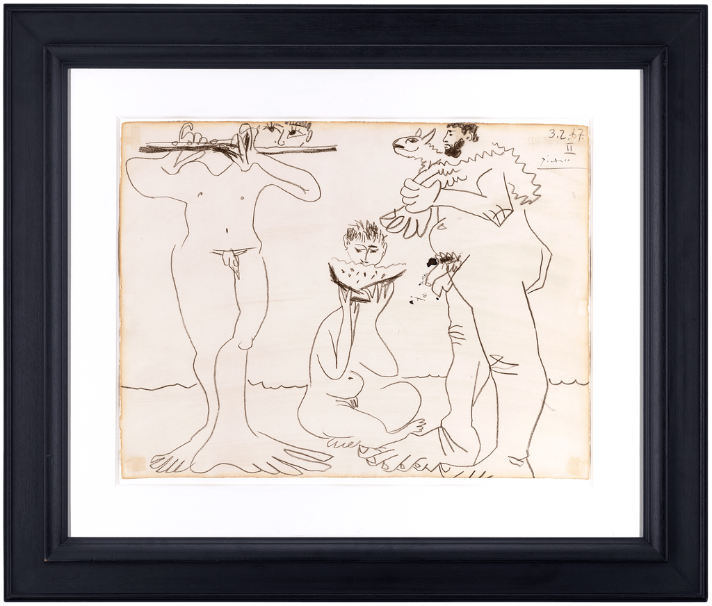 Homme à l'agneau, mangeur de pastèque et flûtiste by Pablo Picasso