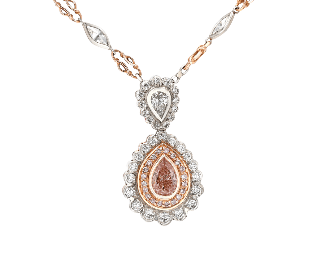 Fancy Orangey-Pink Diamond Necklace, 0.84 Carat
