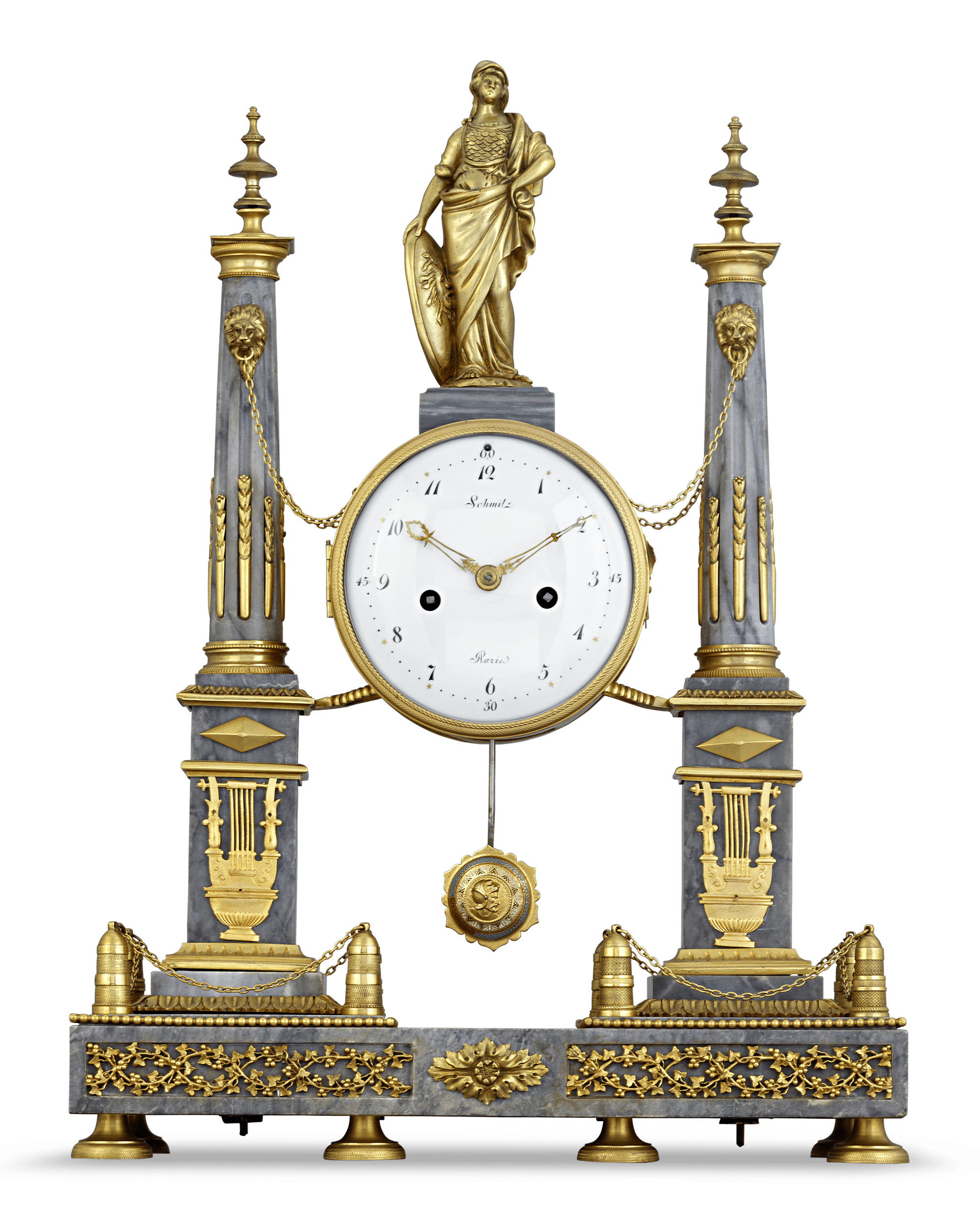 Louis XVI Marble Mantel Clock by Jean-Nicolas Schmit