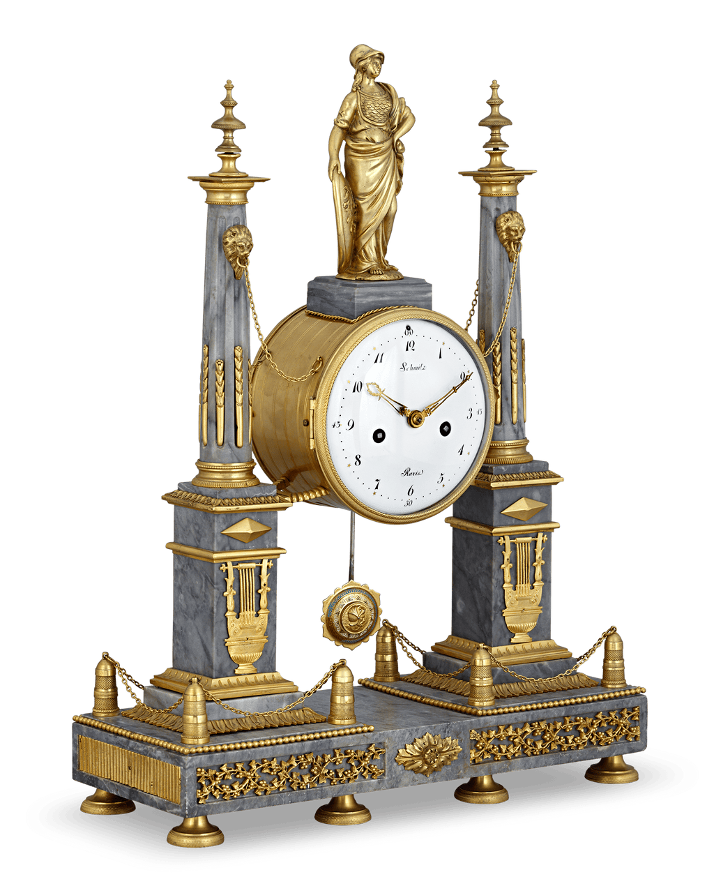 Louis XVI Marble Mantel Clock by Jean-Nicolas Schmit
