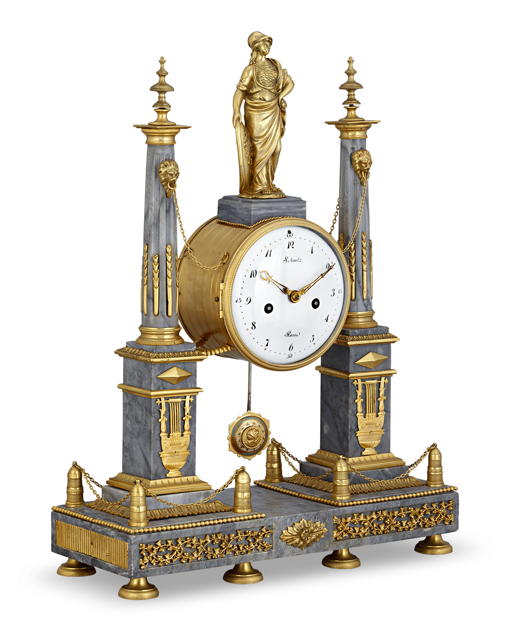 Louis XVI Marble Mantel Clock by Jean-Nicolas Schmit
