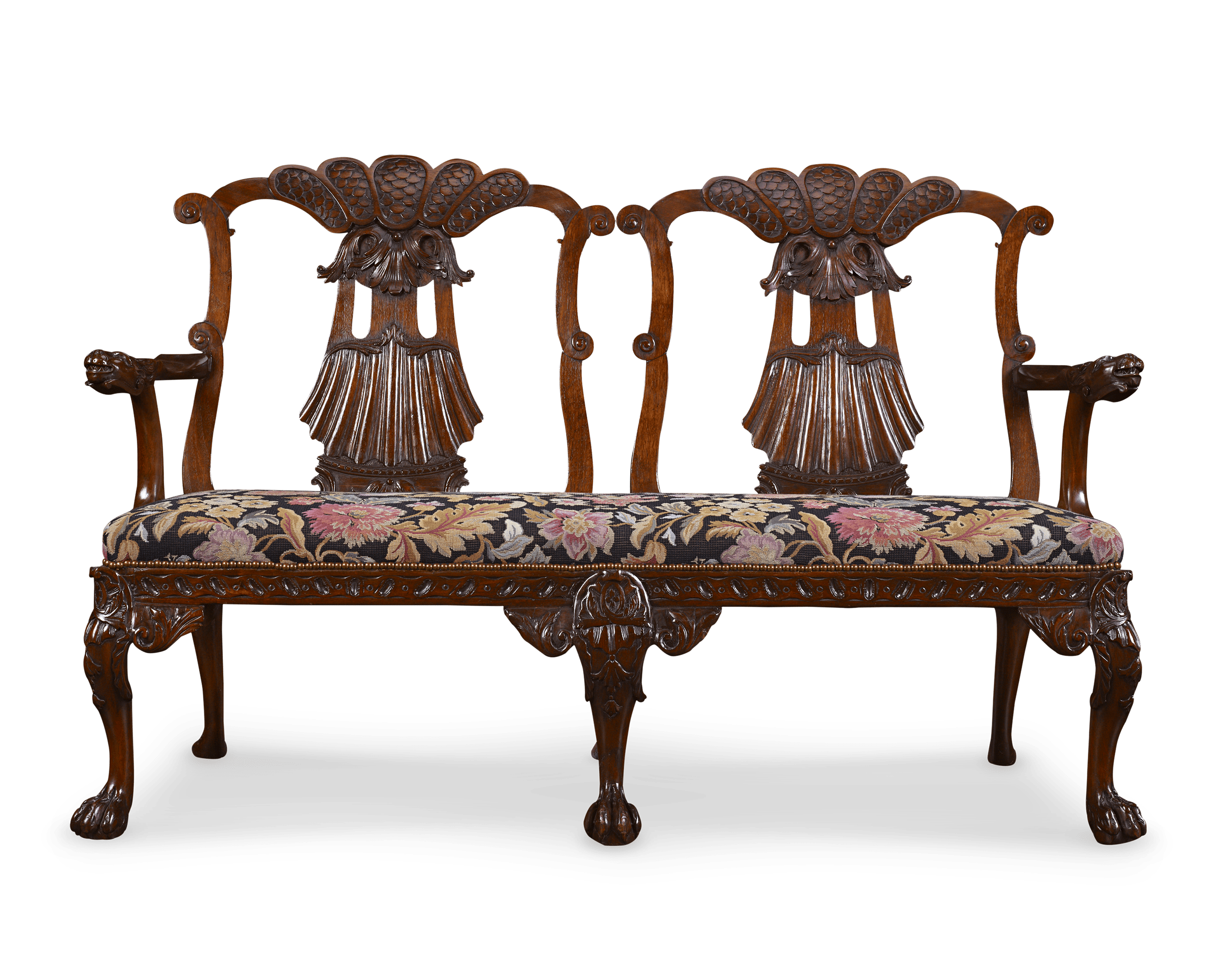 George II Style Mahogany Double Chair Settee