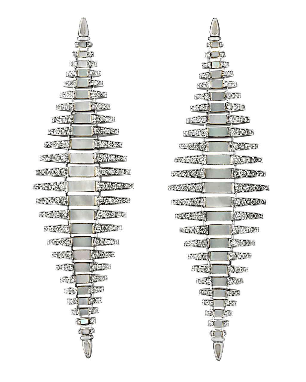 Mother-of-Pearl and Diamond Twist Earrings