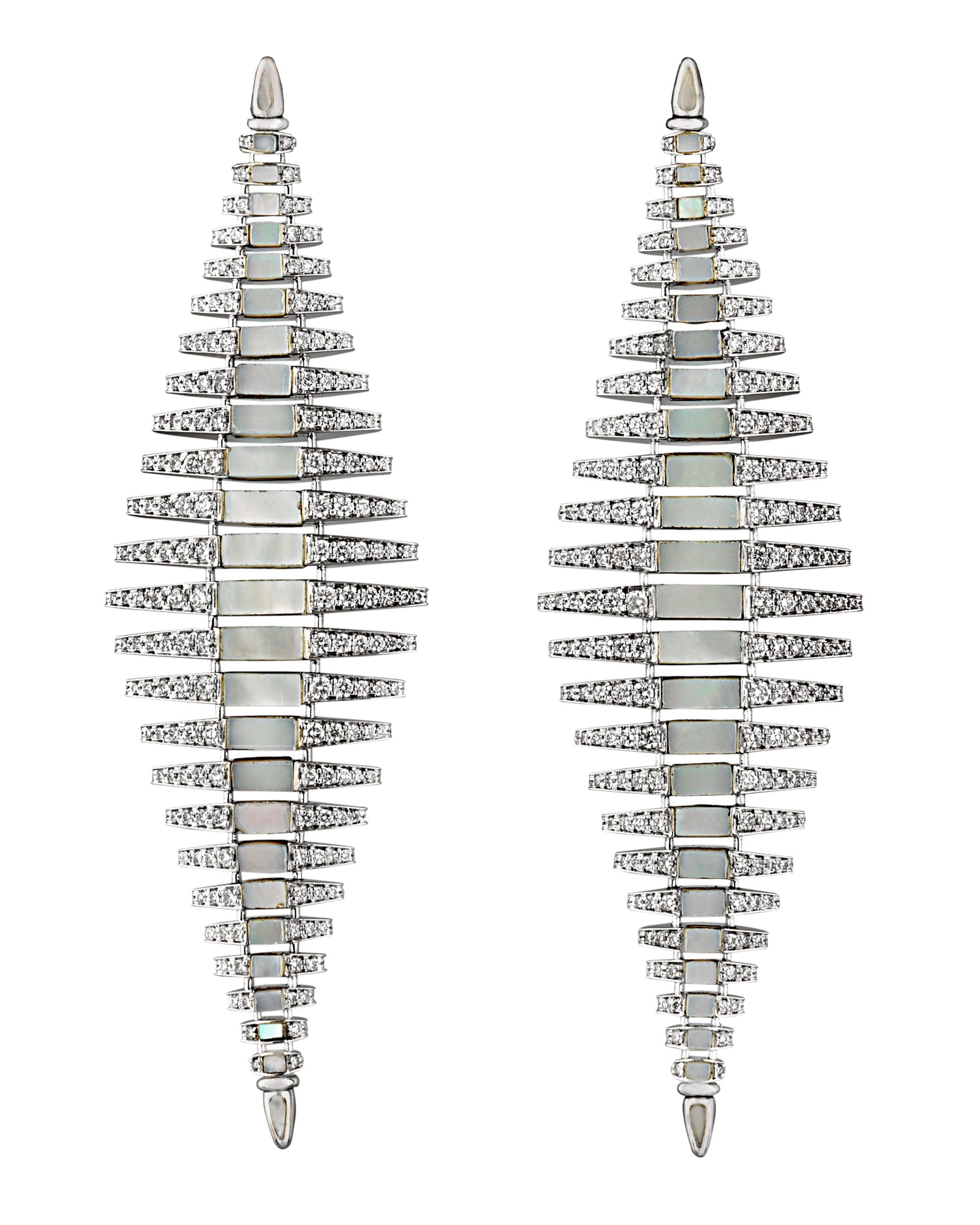 Mother-of-Pearl and Diamond Twist Earrings