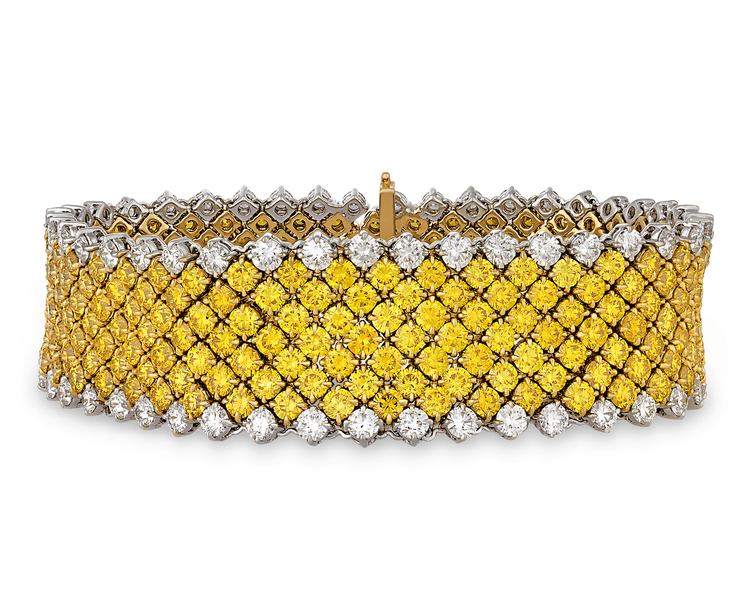 Fancy Vivid Yellow Diamond Mesh Bracelet, 28.40 Carats