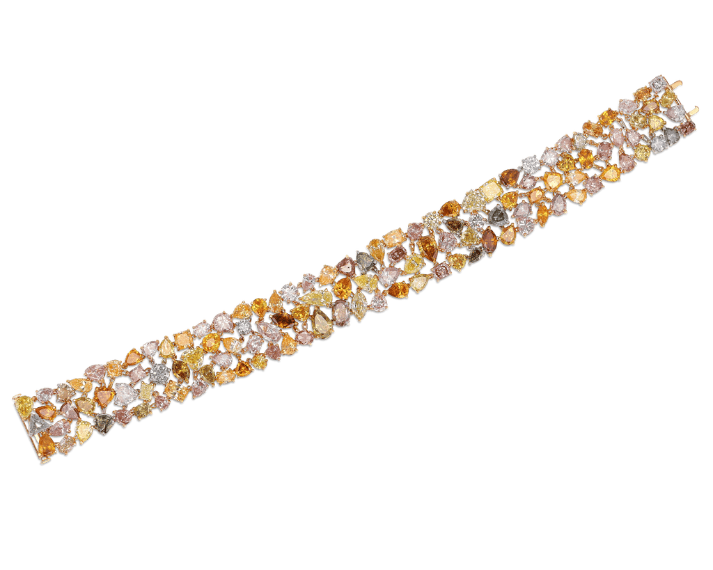 Multi-Colored Diamond Bracelet, 42.40 Carats